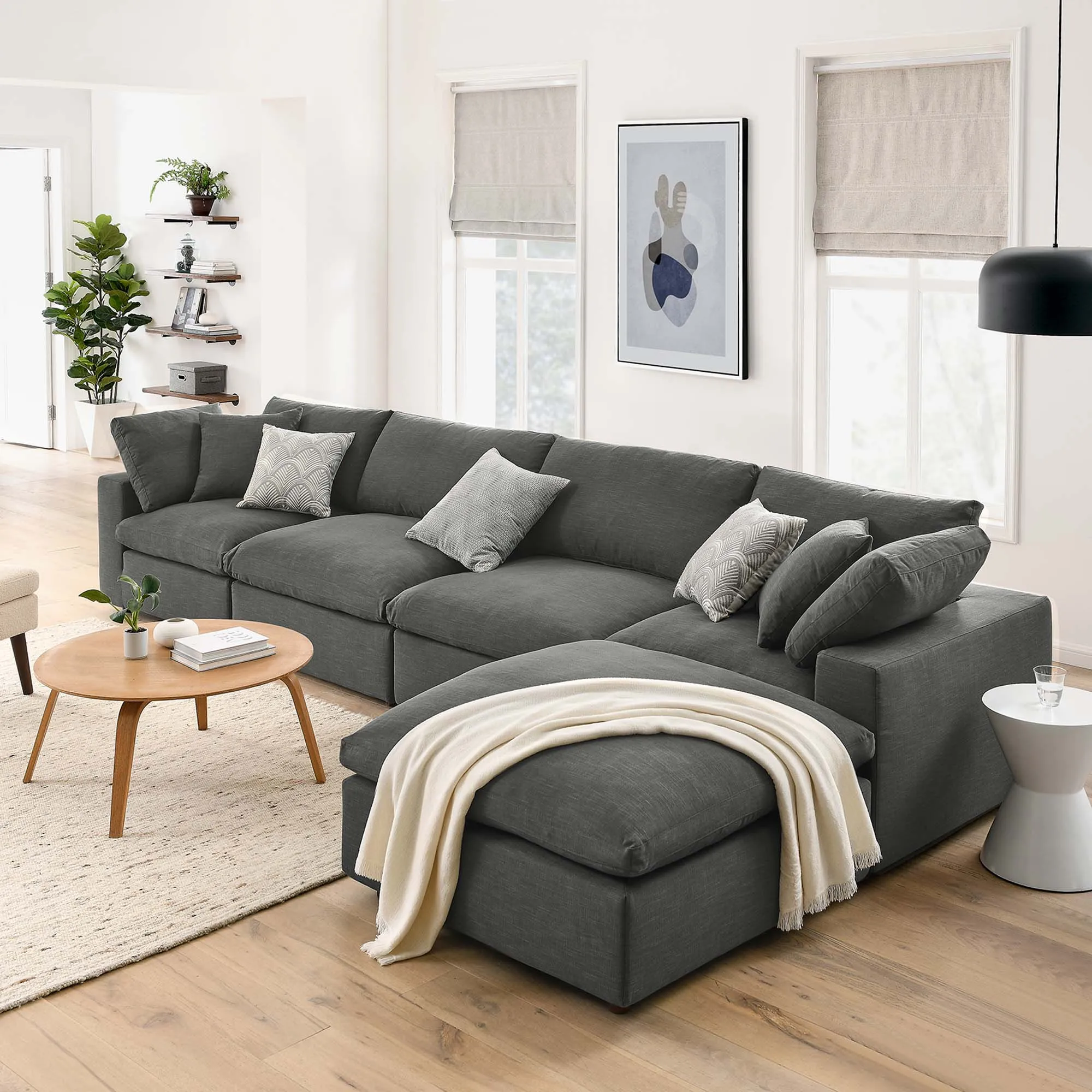 Commix 5 Piece Down Filled Overstuffed Sectional Sofa Set by Modway