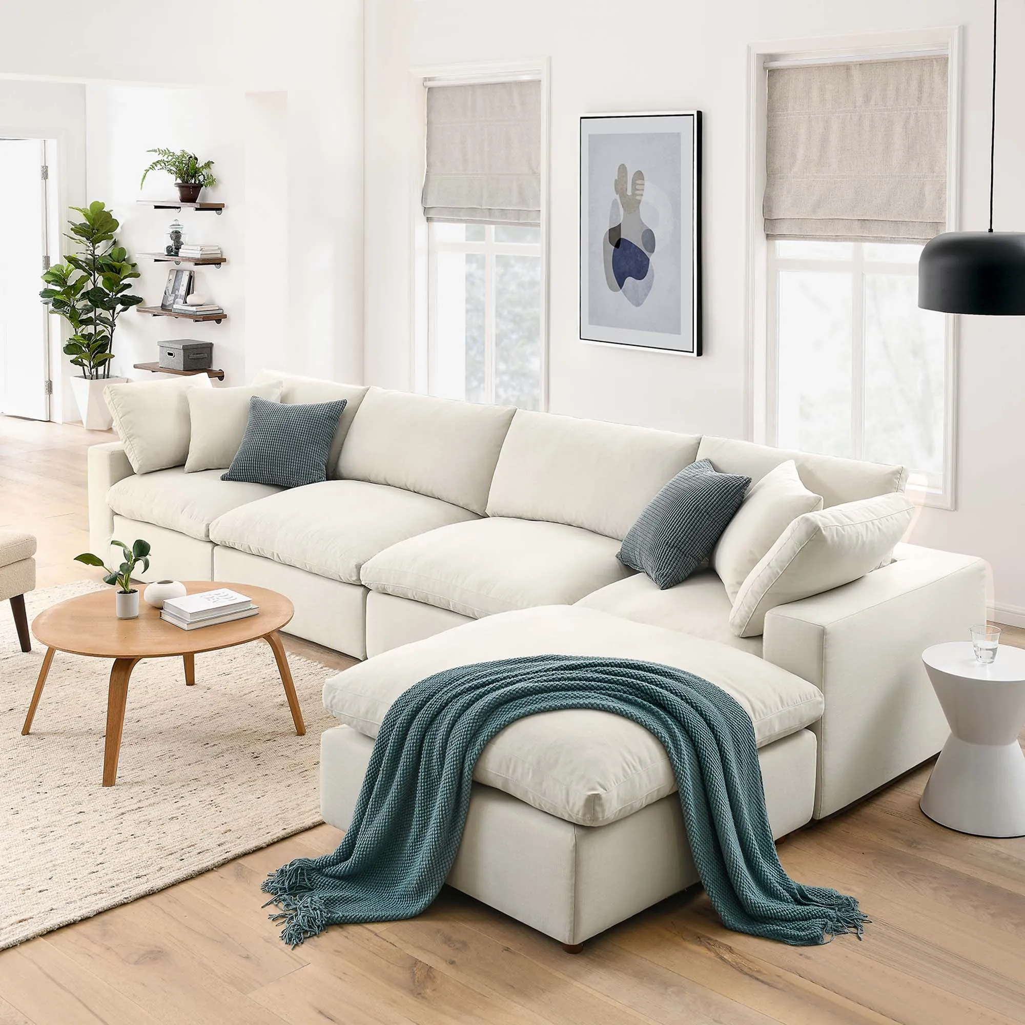 Commix 5 Piece Down Filled Overstuffed Sectional Sofa Set by Modway
