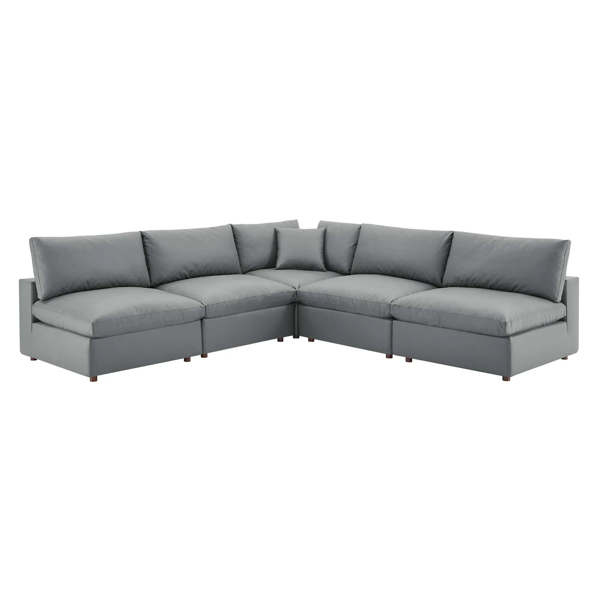 Commix 5-Piece Down Filled Overstuffed Vegan Leather Sectional Sofa by Modway