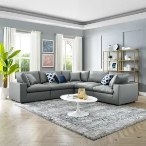 Commix 5-Piece Down Filled Overstuffed Vegan Leather Sectional Sofa by Modway