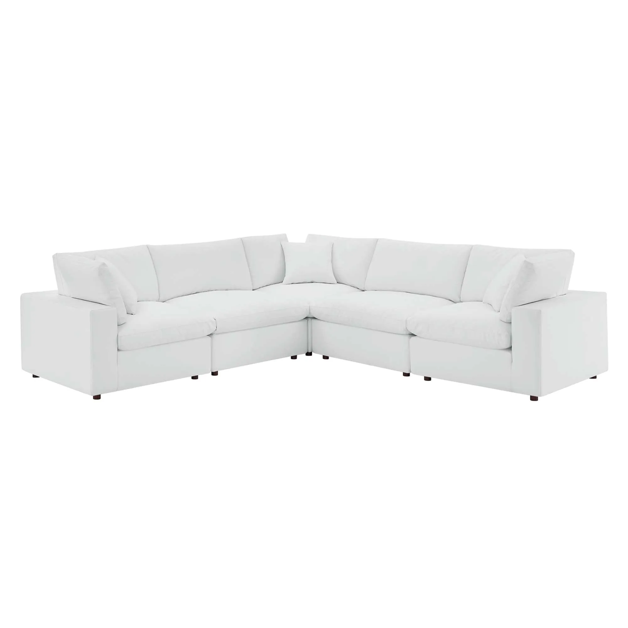 Commix 5-Piece Down Filled Overstuffed Vegan Leather Sectional Sofa by Modway