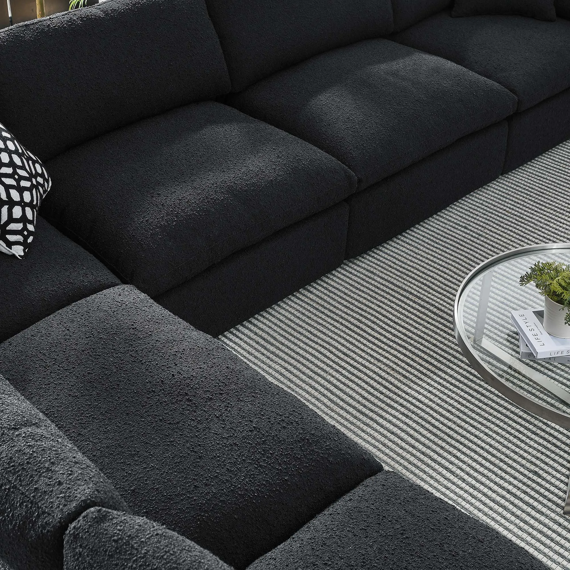 Commix 6-Piece Down Filled Overstuffed Boucle Fabric Sectional Sofa by Modway