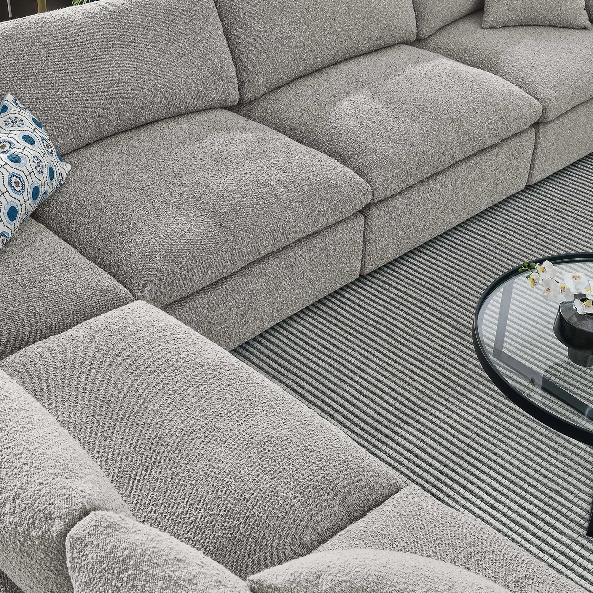 Commix 6-Piece Down Filled Overstuffed Boucle Fabric Sectional Sofa by Modway