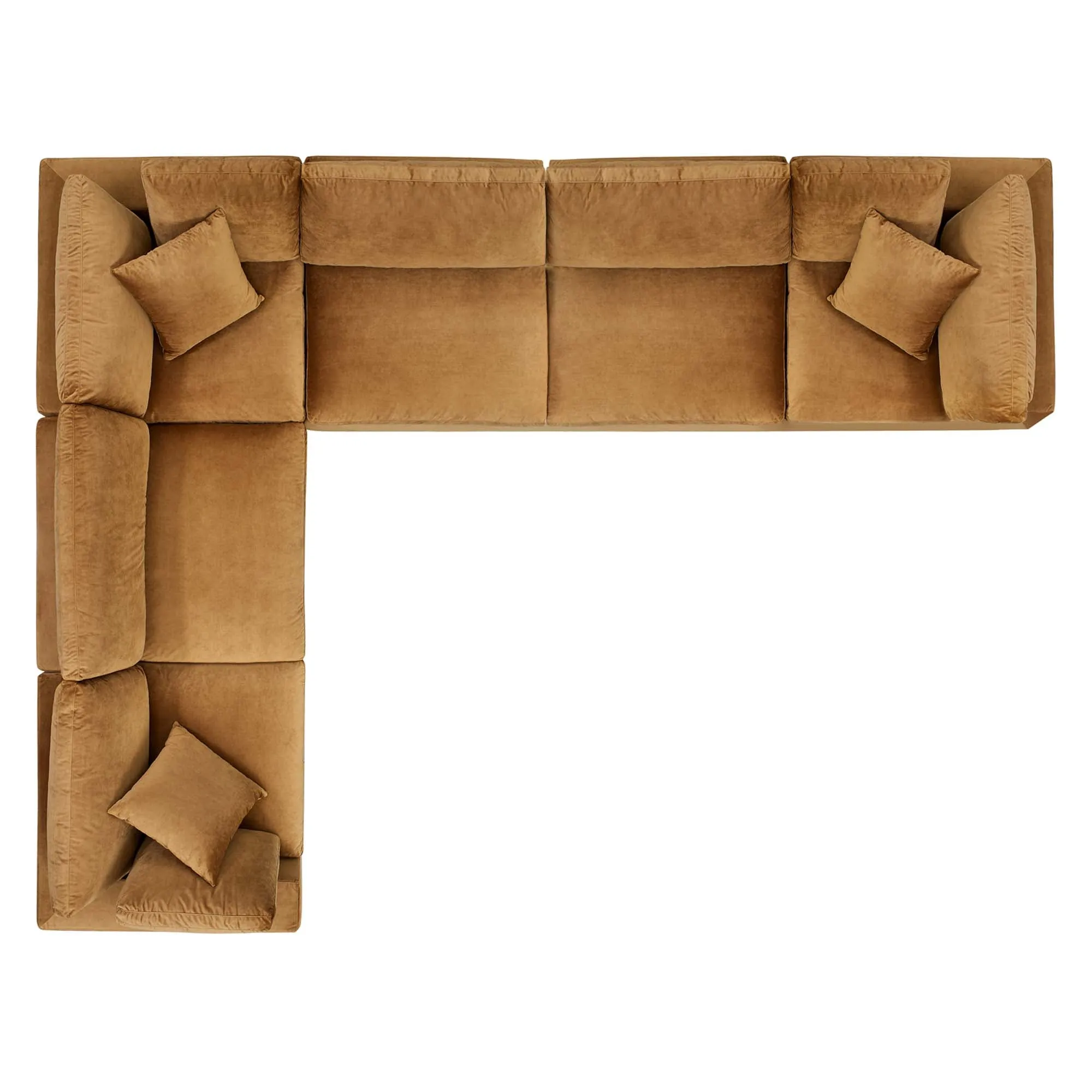 Commix 6-Piece Down Filled Overstuffed Performance Velvet Sectional Sofa by Modway