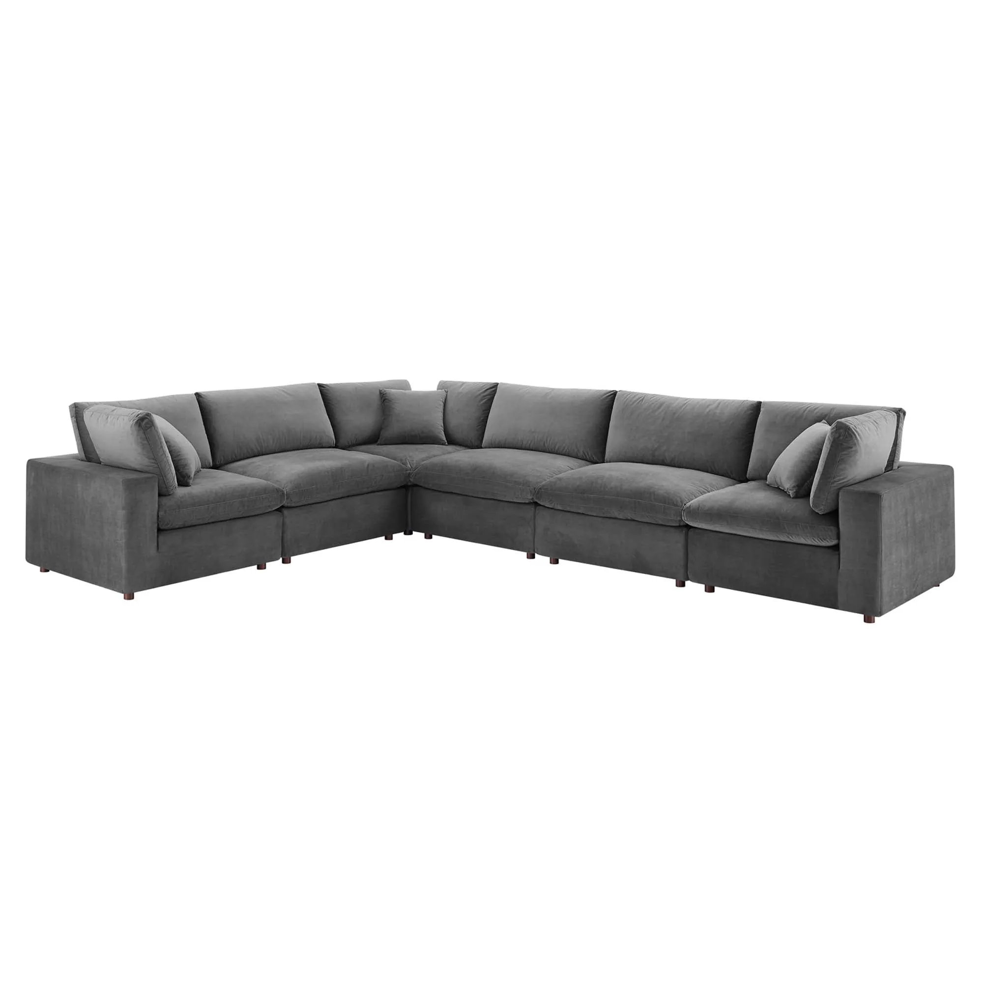 Commix 6-Piece Down Filled Overstuffed Performance Velvet Sectional Sofa by Modway