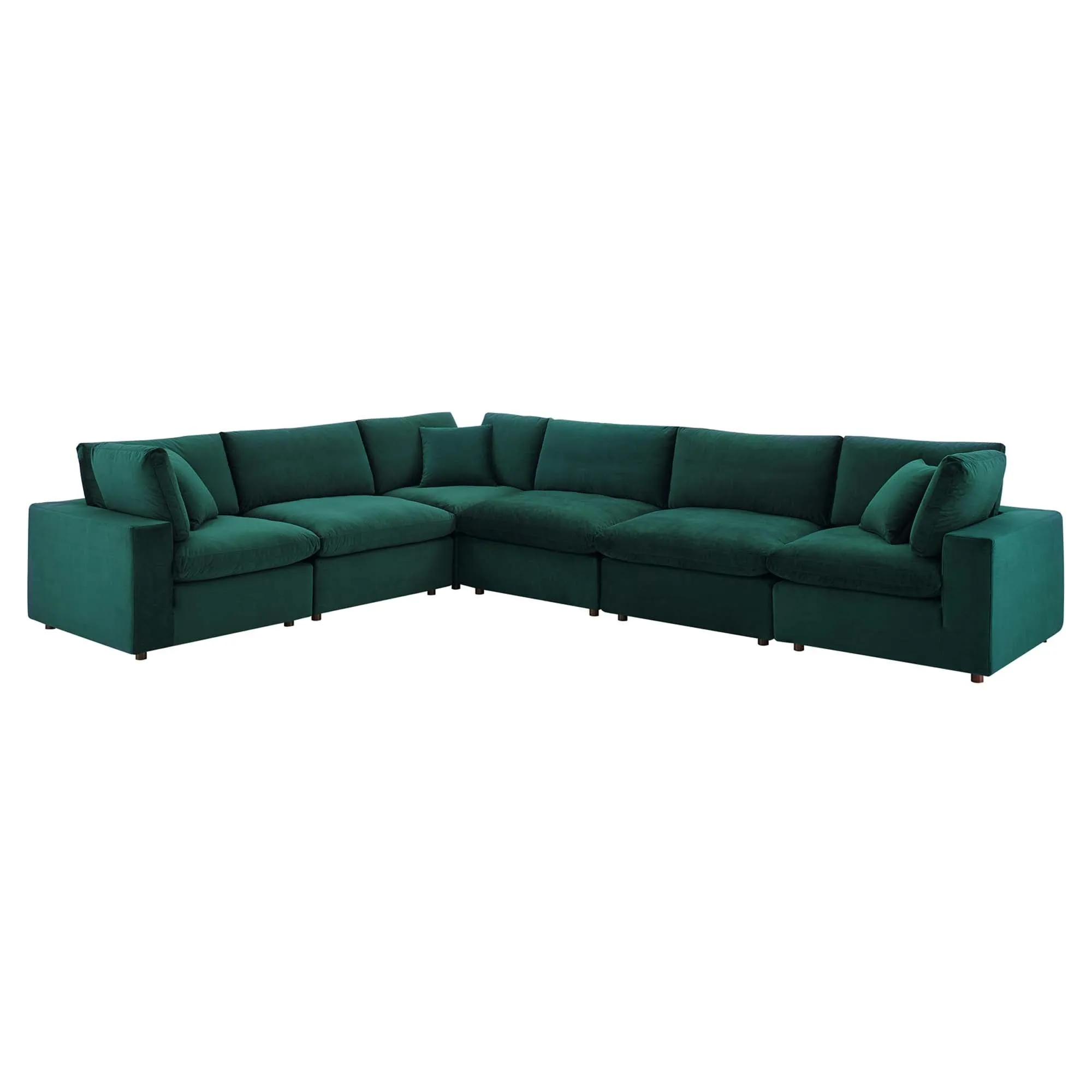 Commix 6-Piece Down Filled Overstuffed Performance Velvet Sectional Sofa by Modway