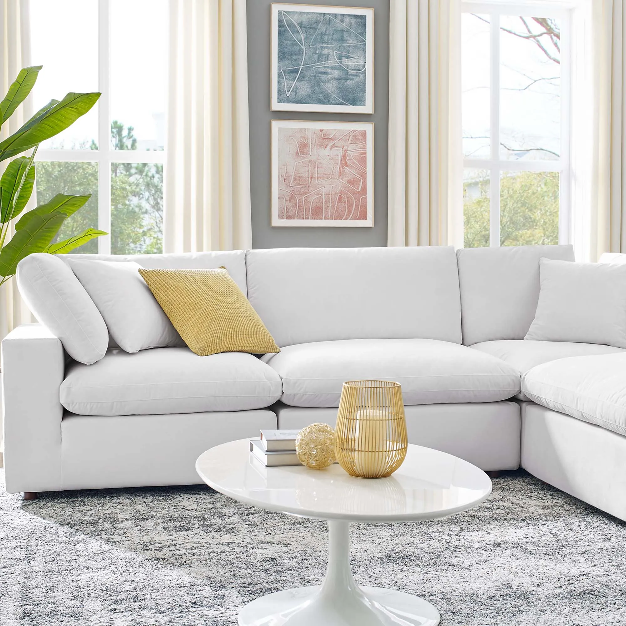 Commix 6-Piece Down Filled Overstuffed Performance Velvet Sectional Sofa by Modway