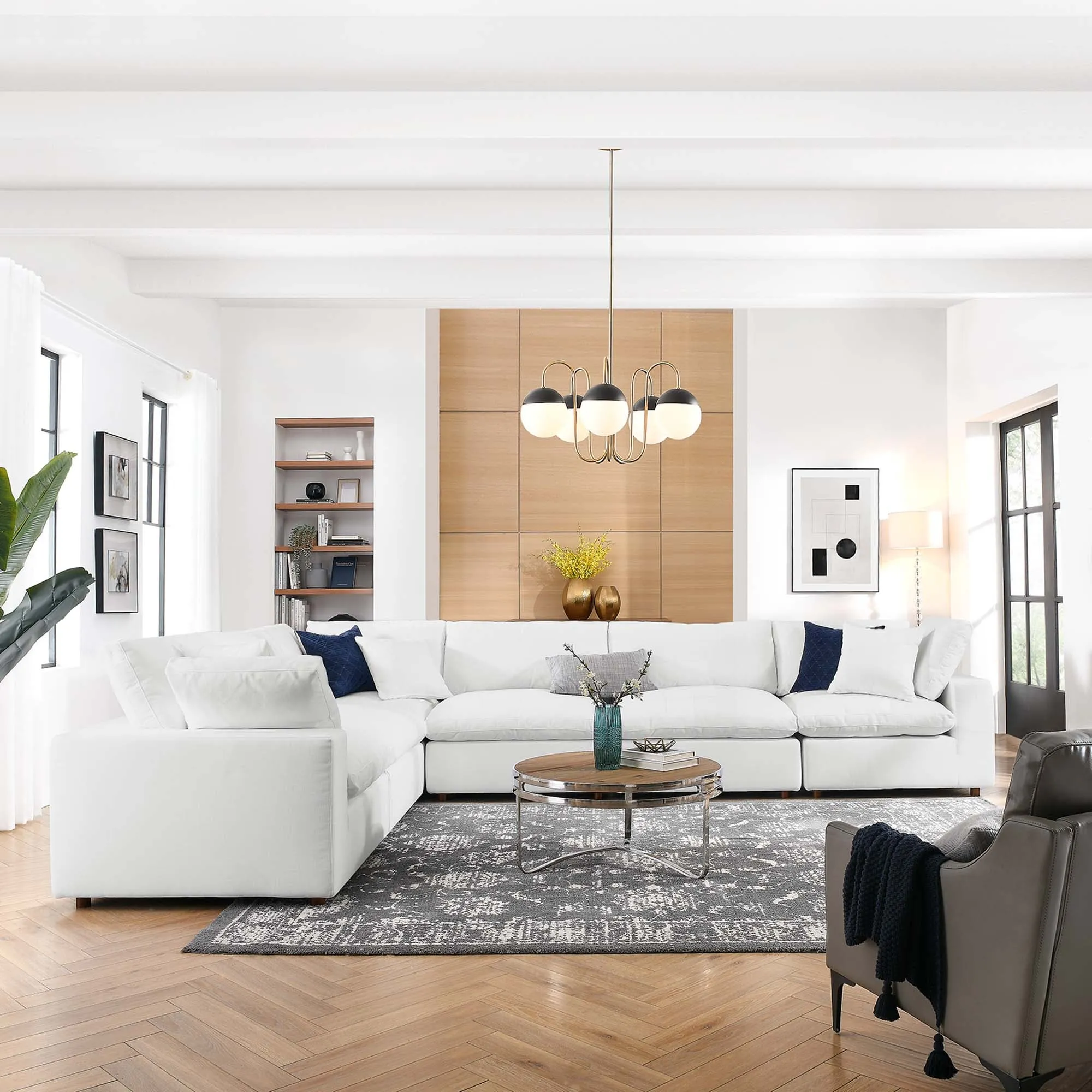 Commix 6 Piece Down Filled Overstuffed Sectional Sofa Set by Modway