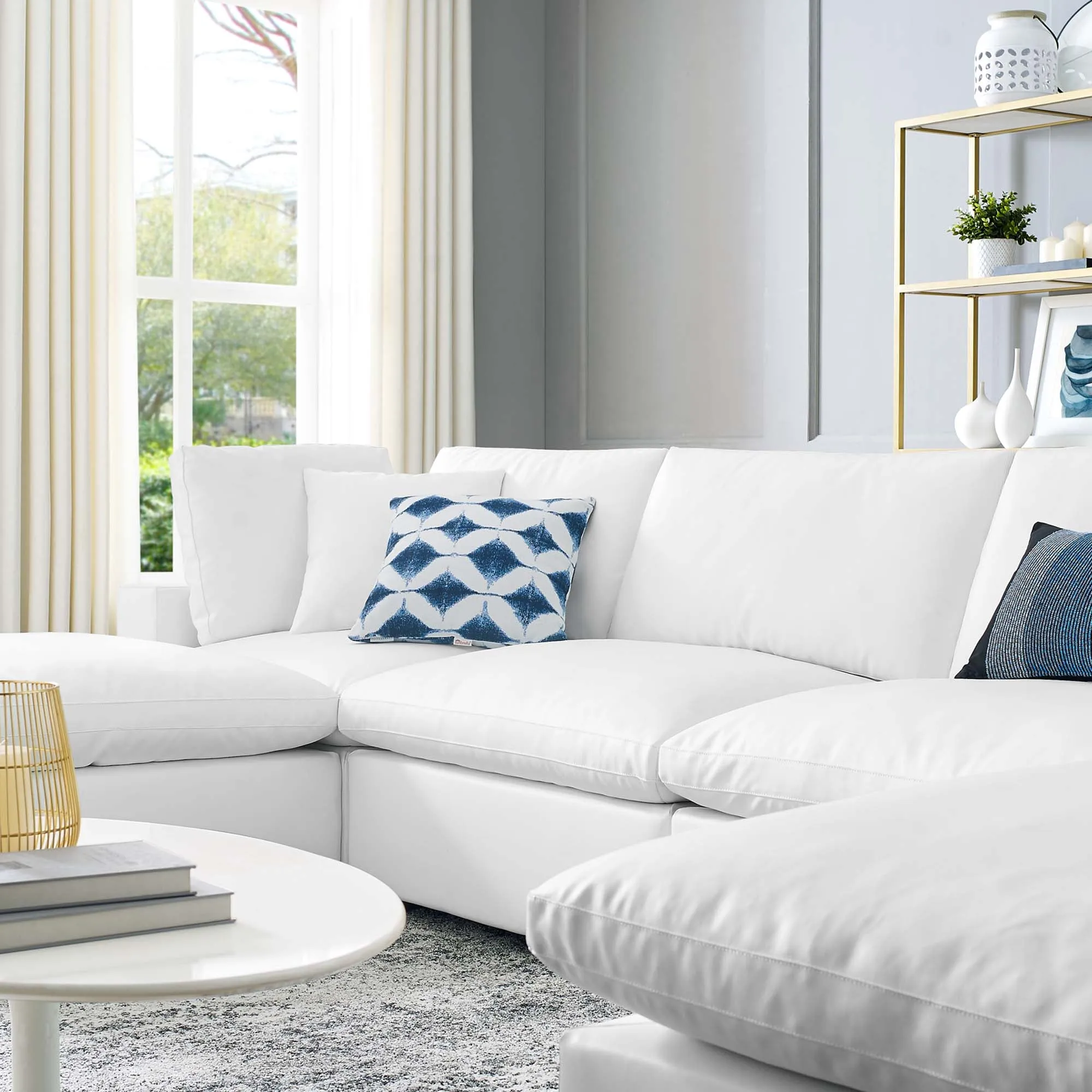 Commix 6-Piece Down Filled Overstuffed Vegan Leather Sectional Sofa by Modway
