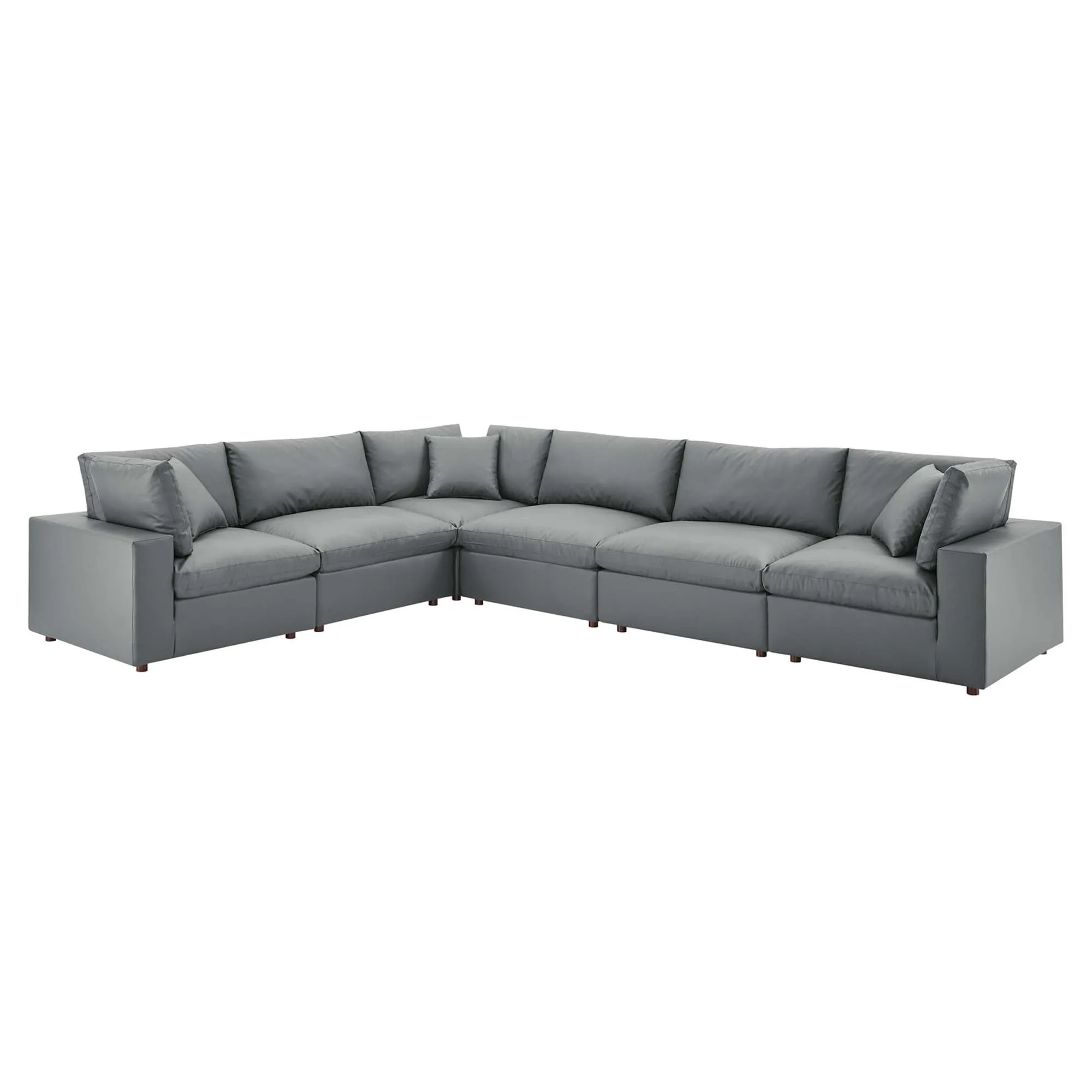 Commix 6-Piece Down Filled Overstuffed Vegan Leather Sectional Sofa by Modway