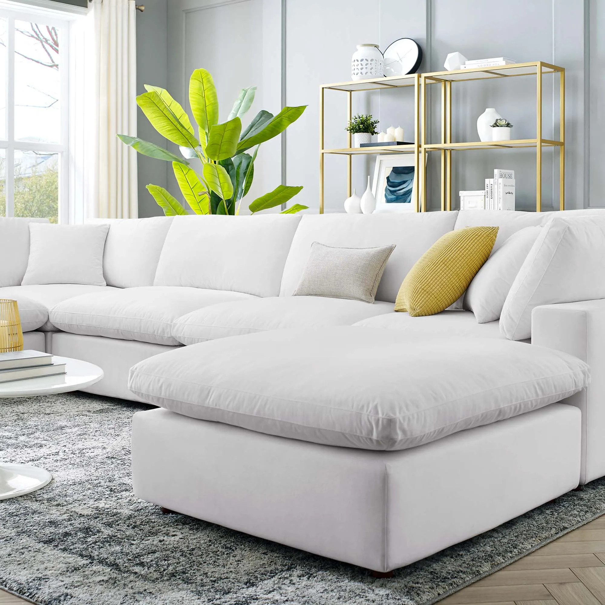 Commix 7-Piece Down Filled Overstuffed Performance Velvet Sectional Sofa by Modway