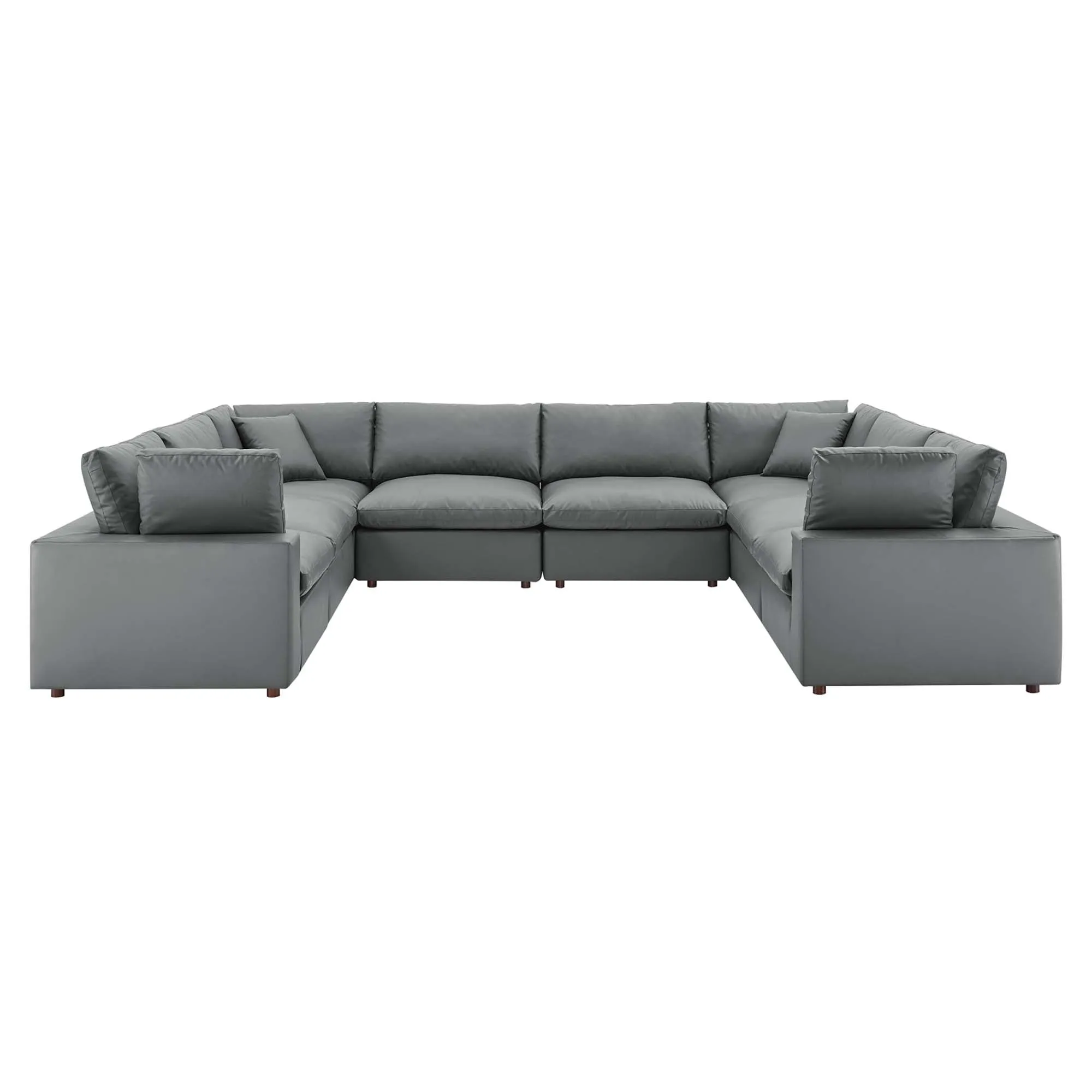 Commix 8-Piece Down Filled Overstuffed Vegan Leather Sectional Sofa by Modway