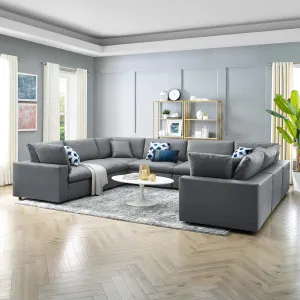 Commix 8-Piece Down Filled Overstuffed Vegan Leather Sectional Sofa by Modway