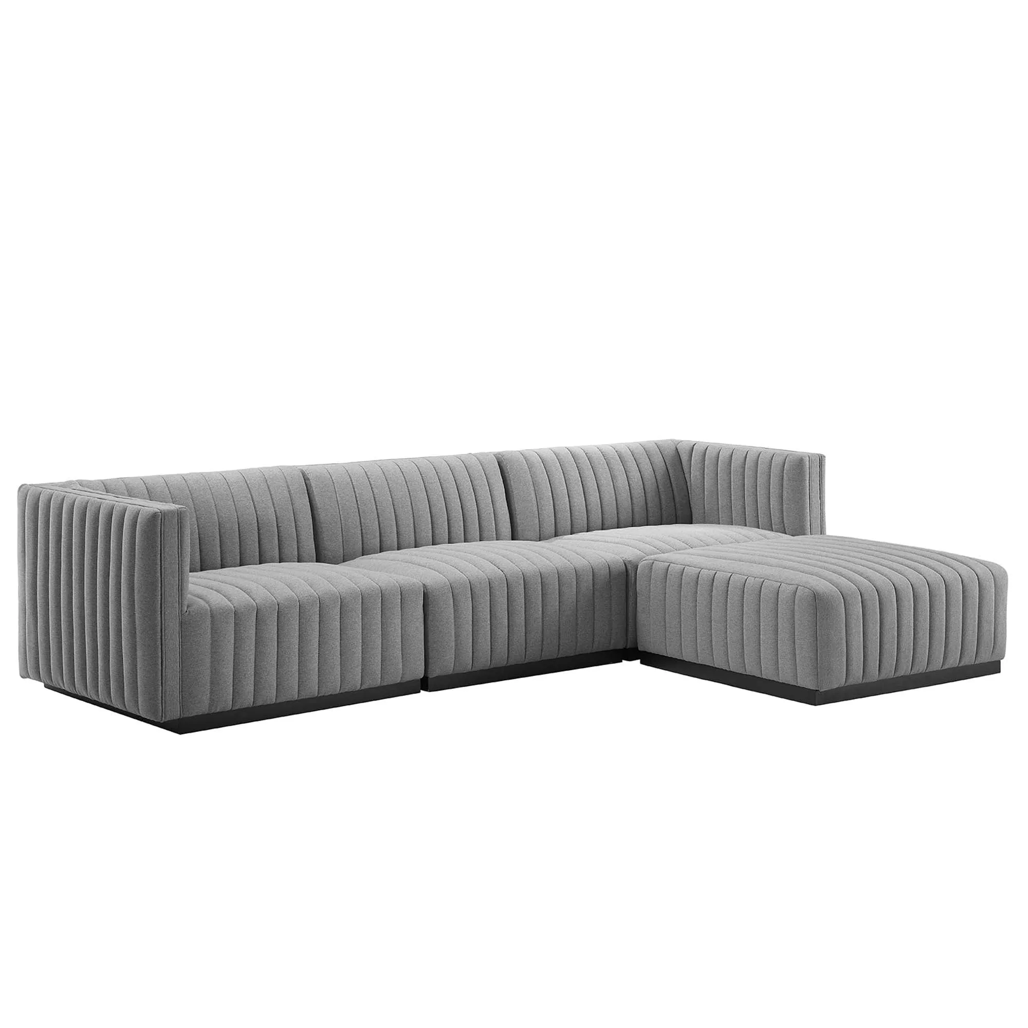 Conjure 4-Piece Channel Tufted Upholstered Fabric Sectional Sofa by Modway