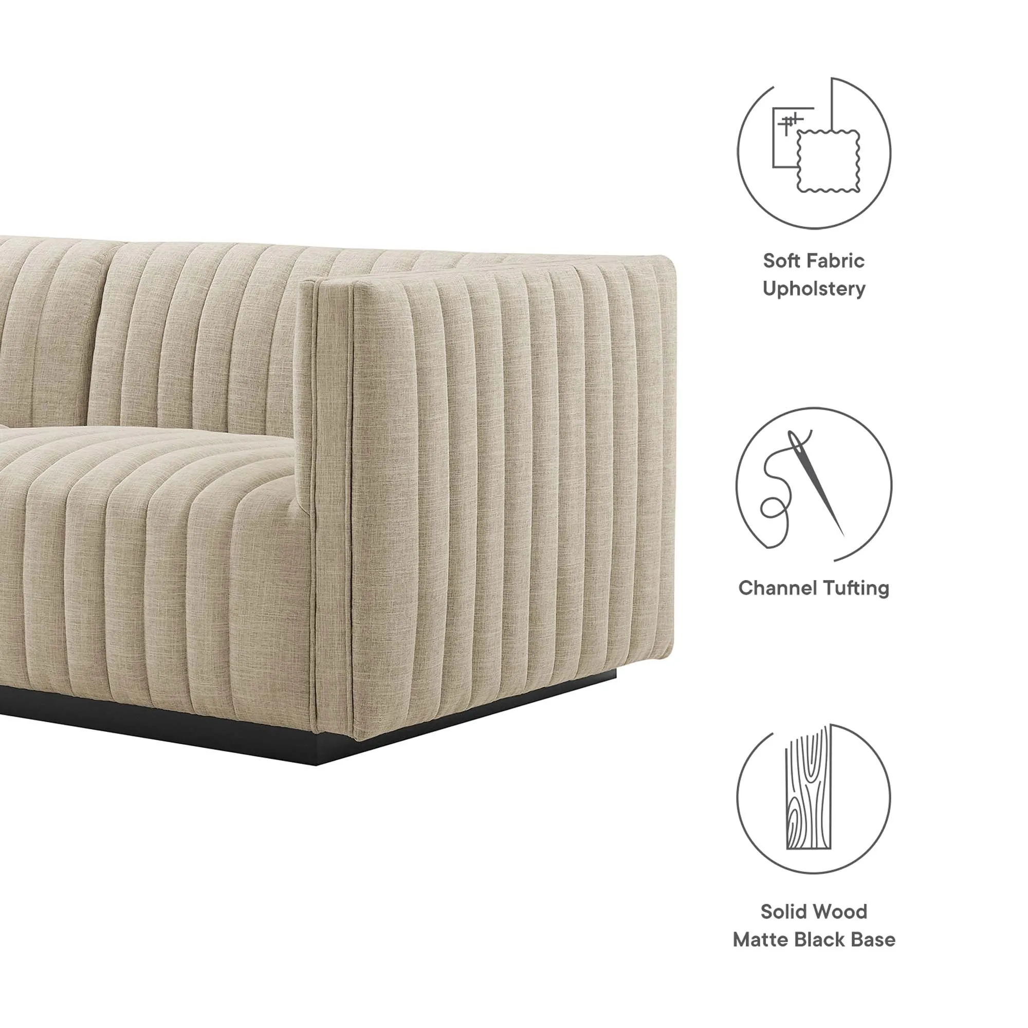 Conjure 4-Piece Channel Tufted Upholstered Fabric Sectional Sofa by Modway