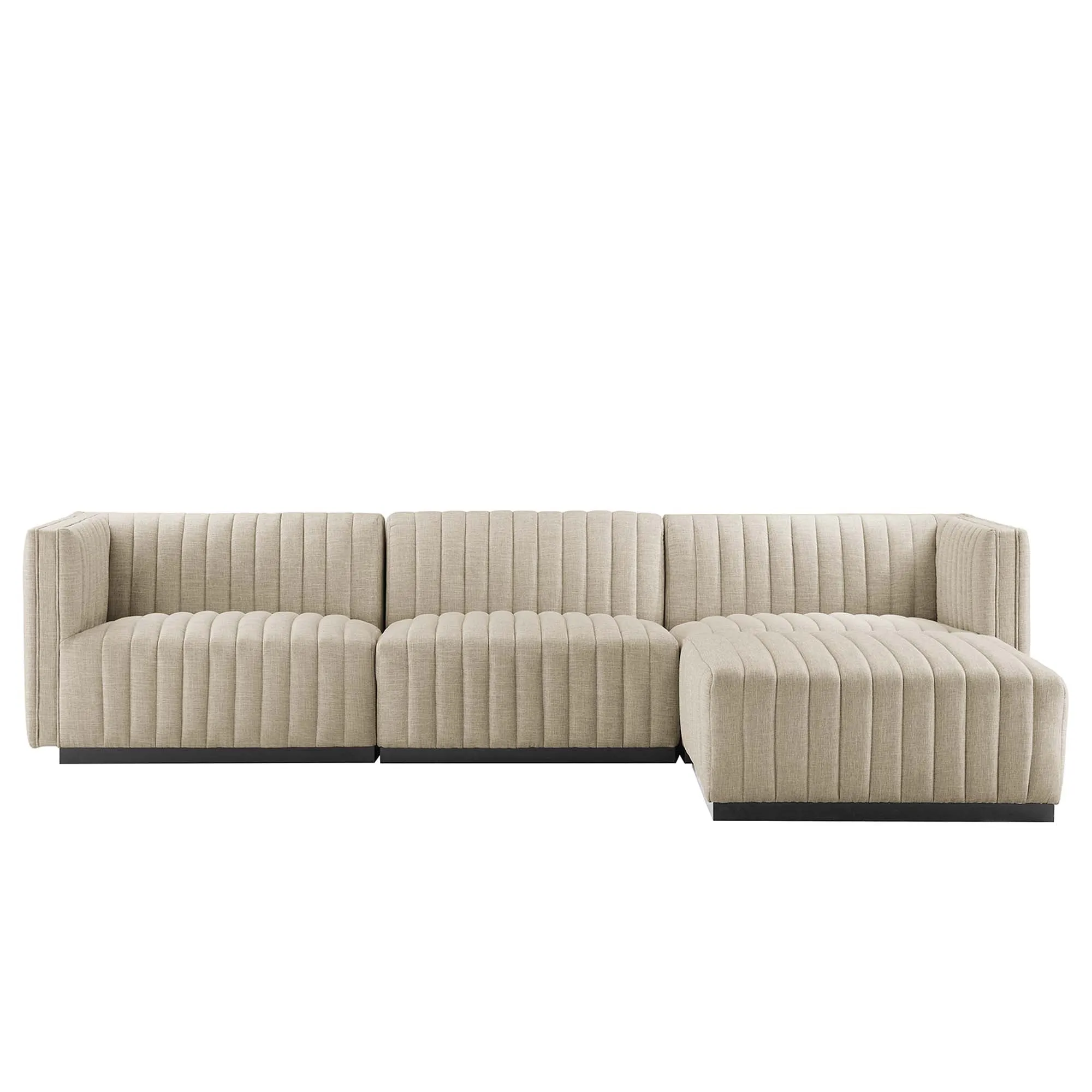 Conjure 4-Piece Channel Tufted Upholstered Fabric Sectional Sofa by Modway