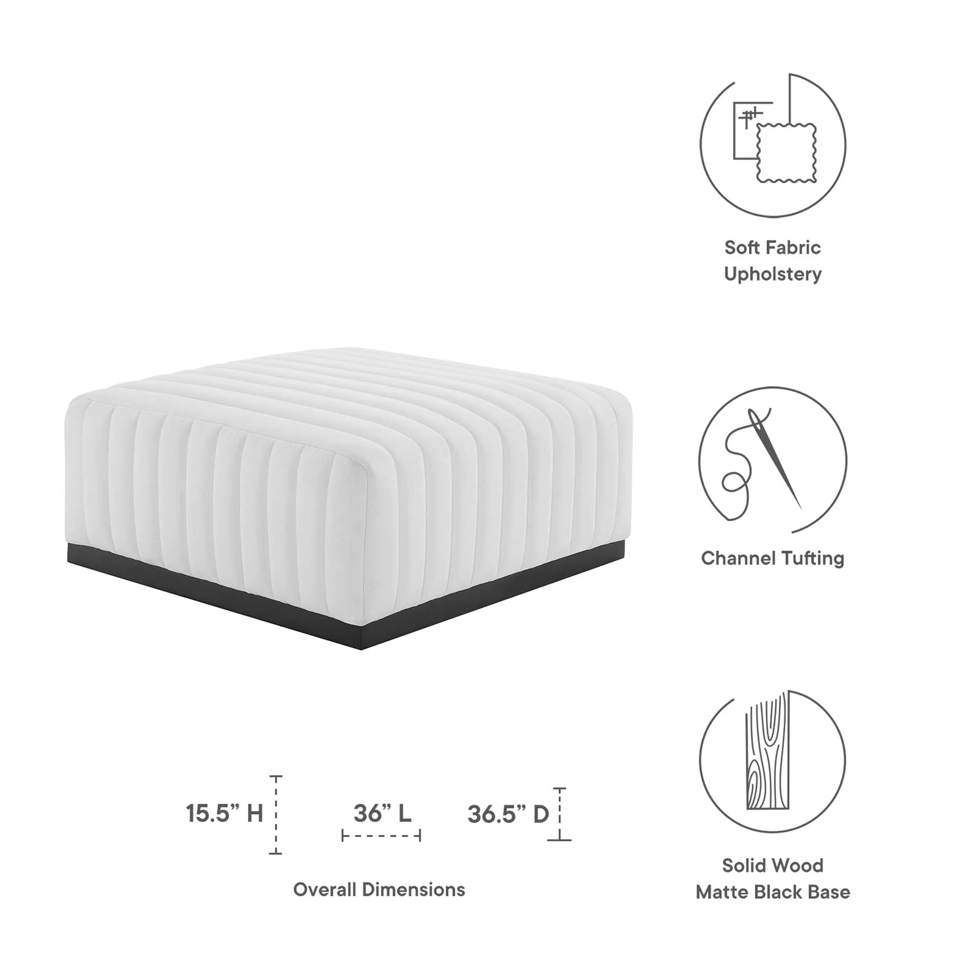 Conjure Channel Tufted Upholstered Fabric Ottoman by Modway
