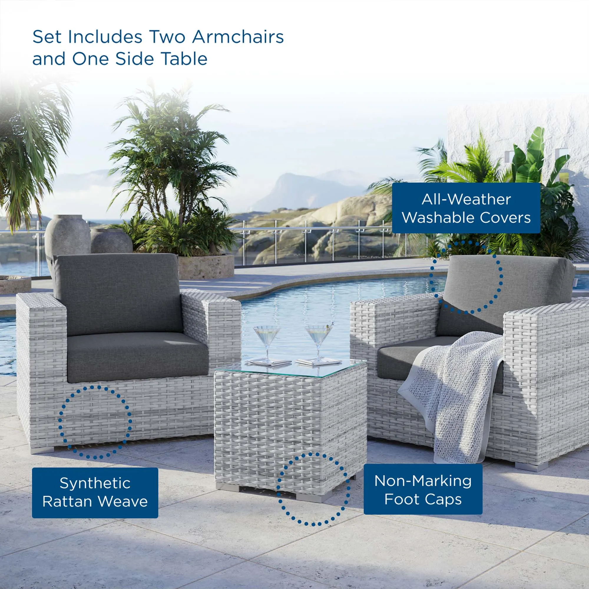 Convene 3-Piece Outdoor Patio Set by Modway