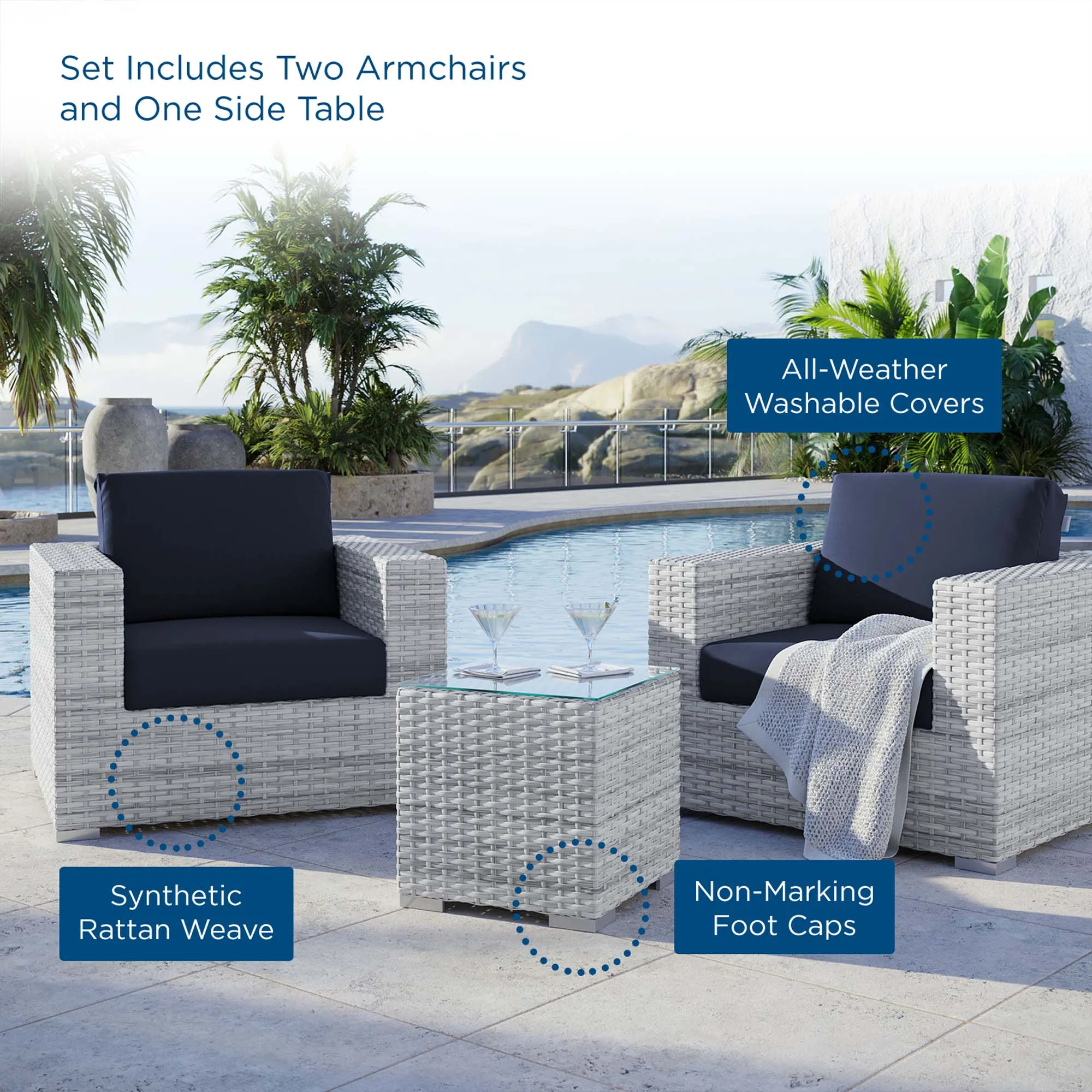 Convene 3-Piece Outdoor Patio Set by Modway