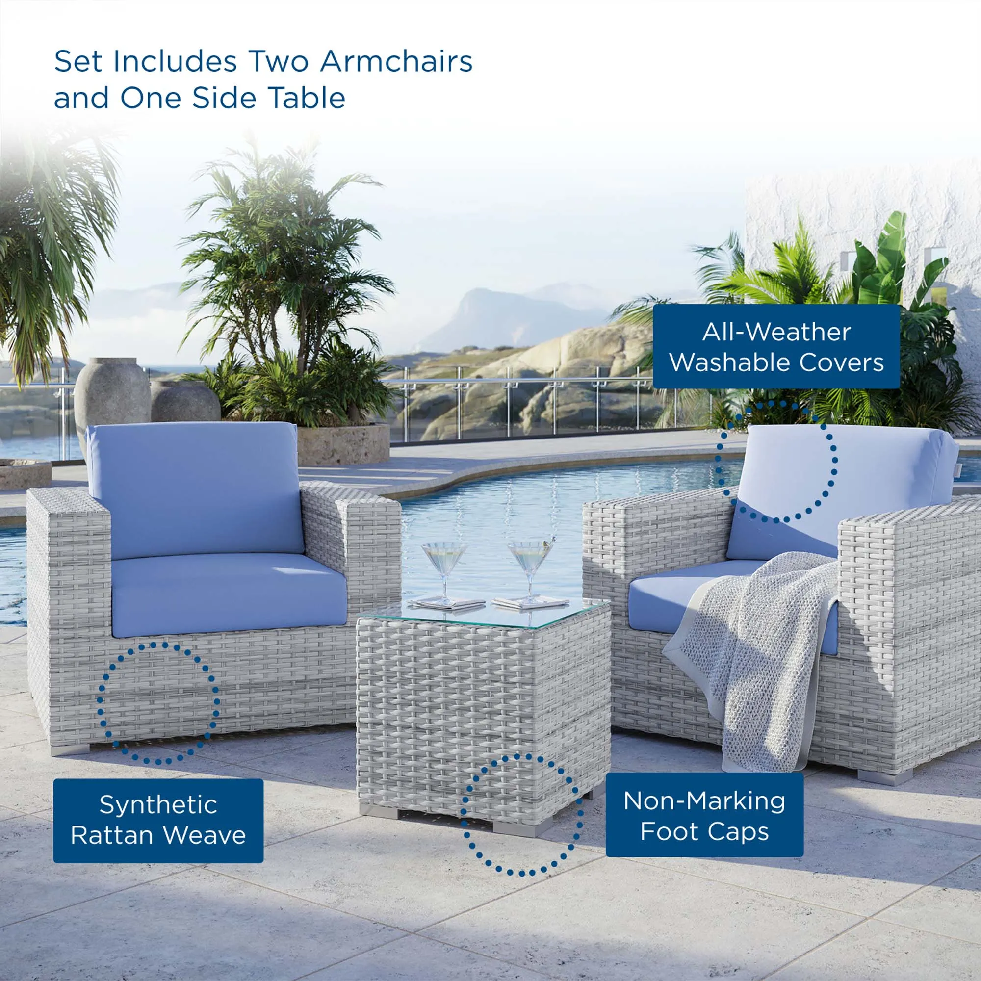 Convene 3-Piece Outdoor Patio Set by Modway