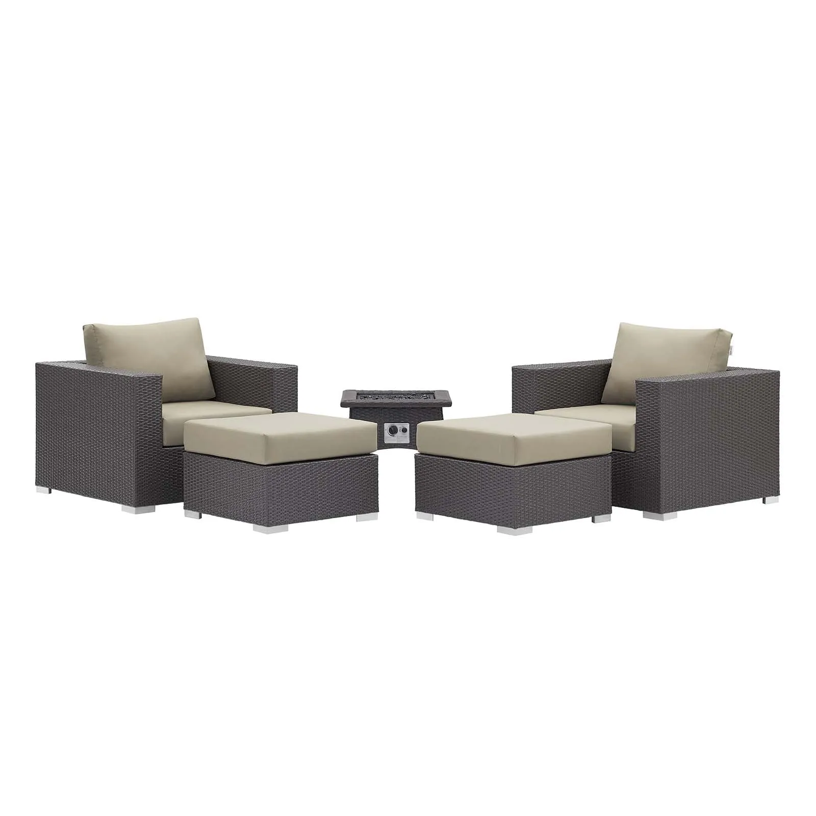 Convene 5 Piece Set Outdoor Patio with Fire Pit by Modway