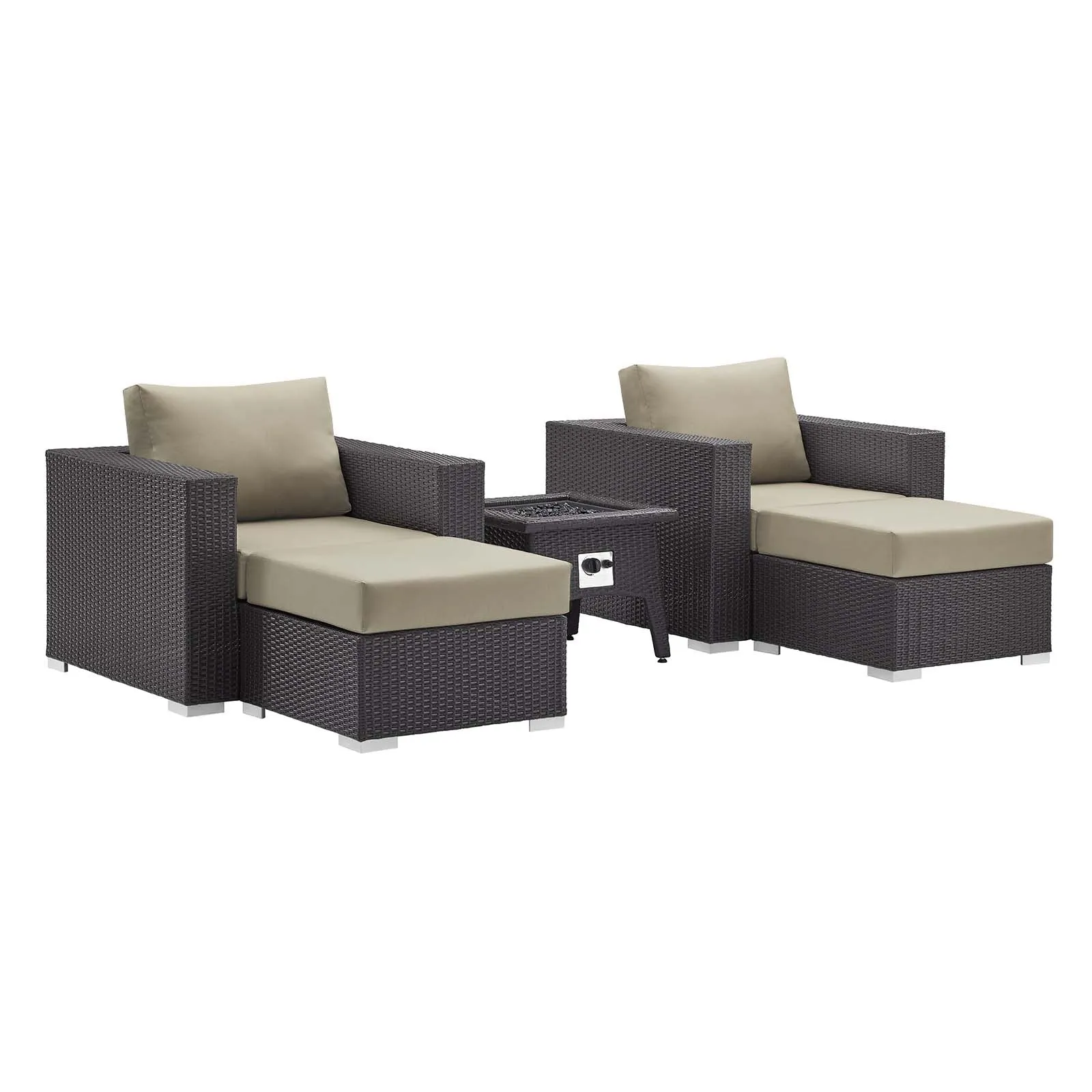 Convene 5 Piece Set Outdoor Patio with Fire Pit by Modway
