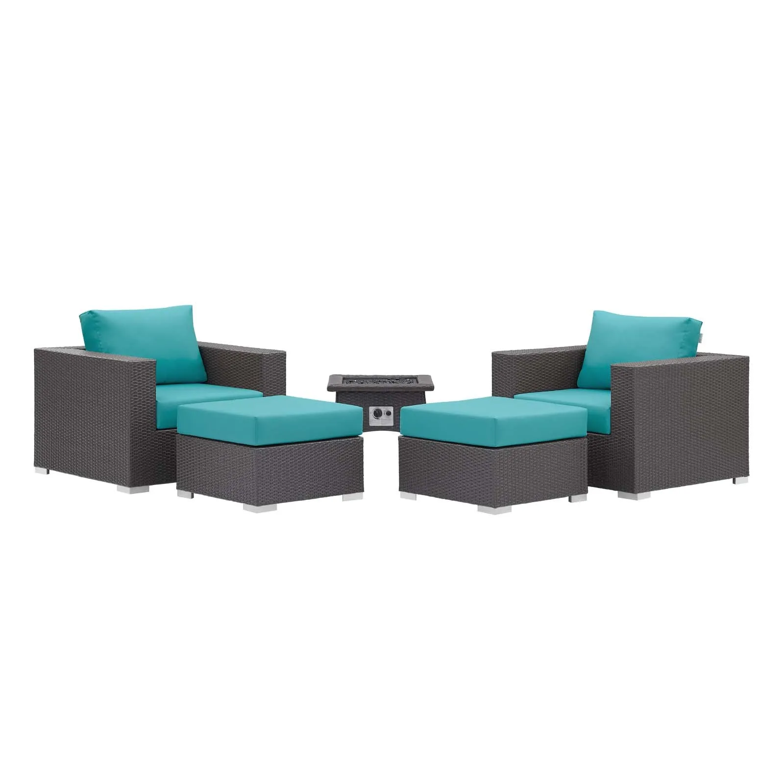 Convene 5 Piece Set Outdoor Patio with Fire Pit by Modway