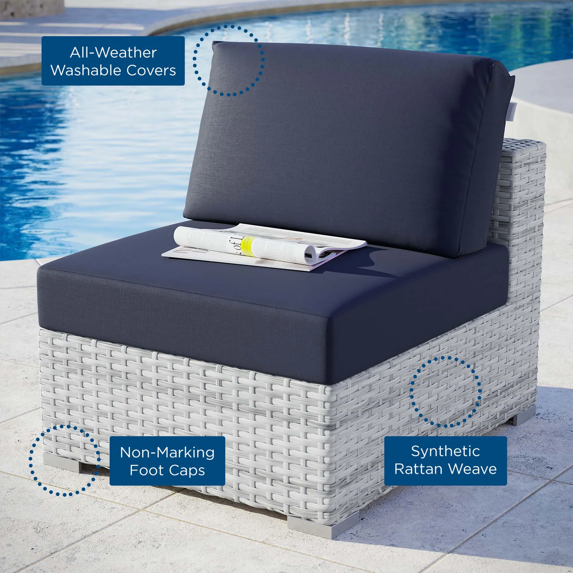 Convene Outdoor Patio Armless Chair by Modway