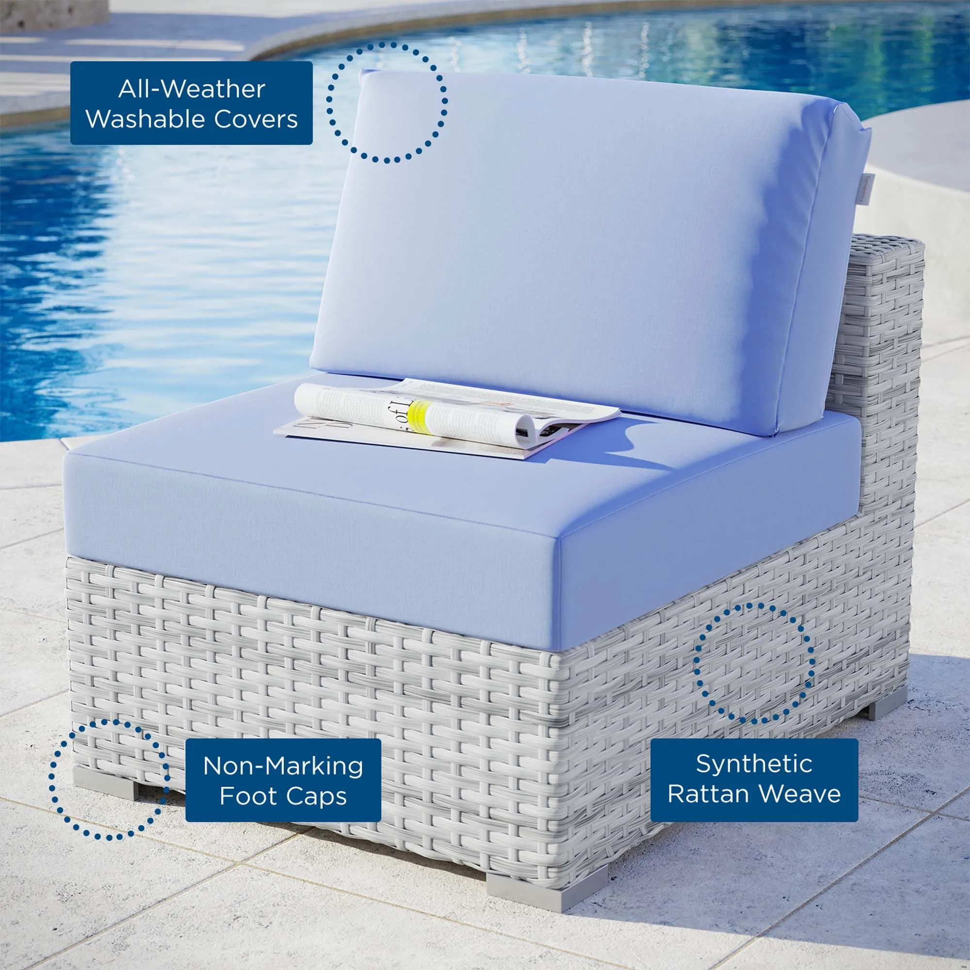Convene Outdoor Patio Armless Chair by Modway