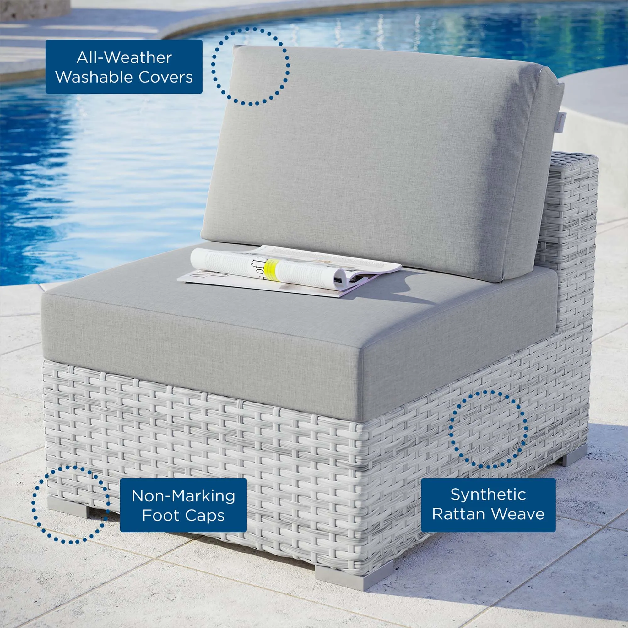Convene Outdoor Patio Armless Chair by Modway