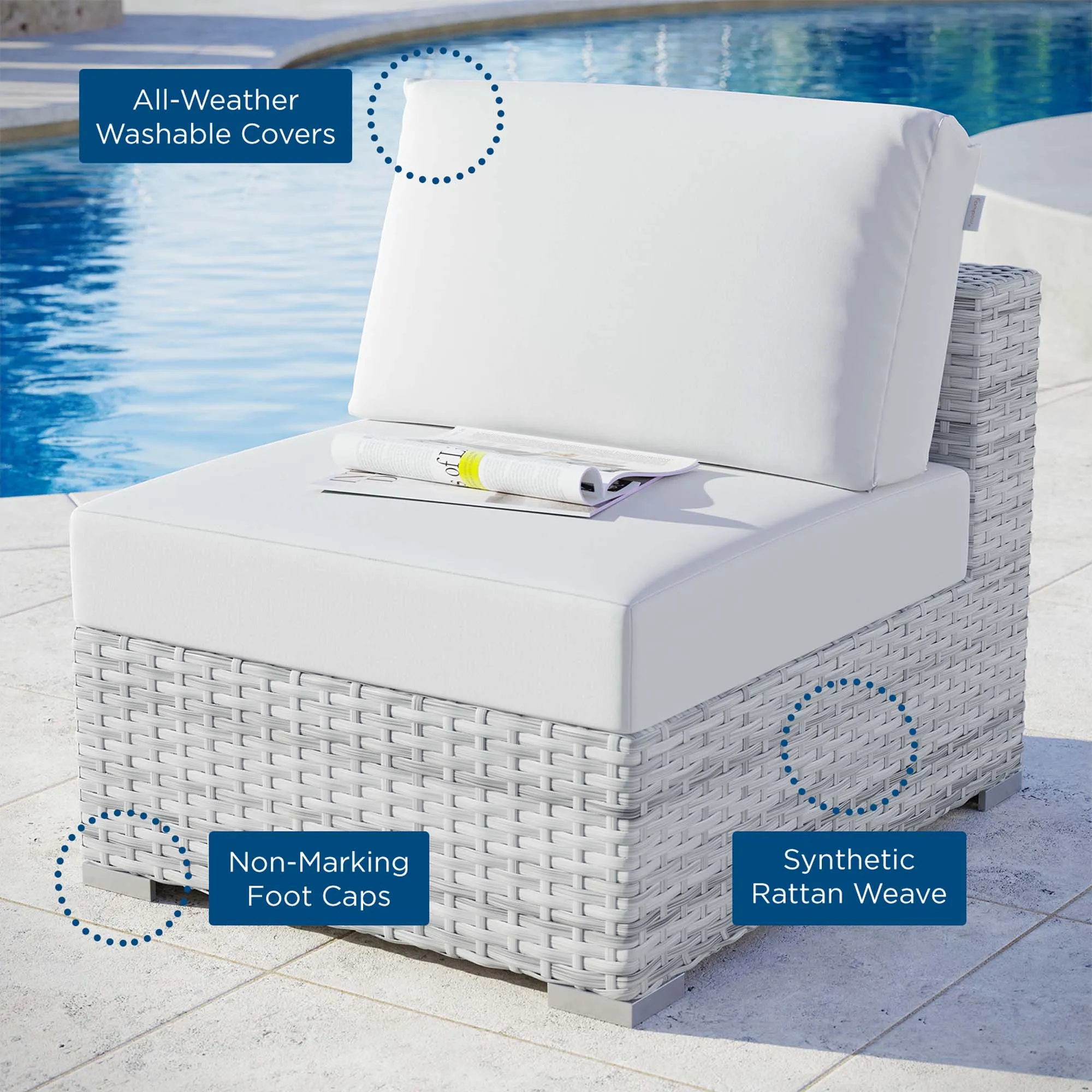 Convene Outdoor Patio Armless Chair by Modway