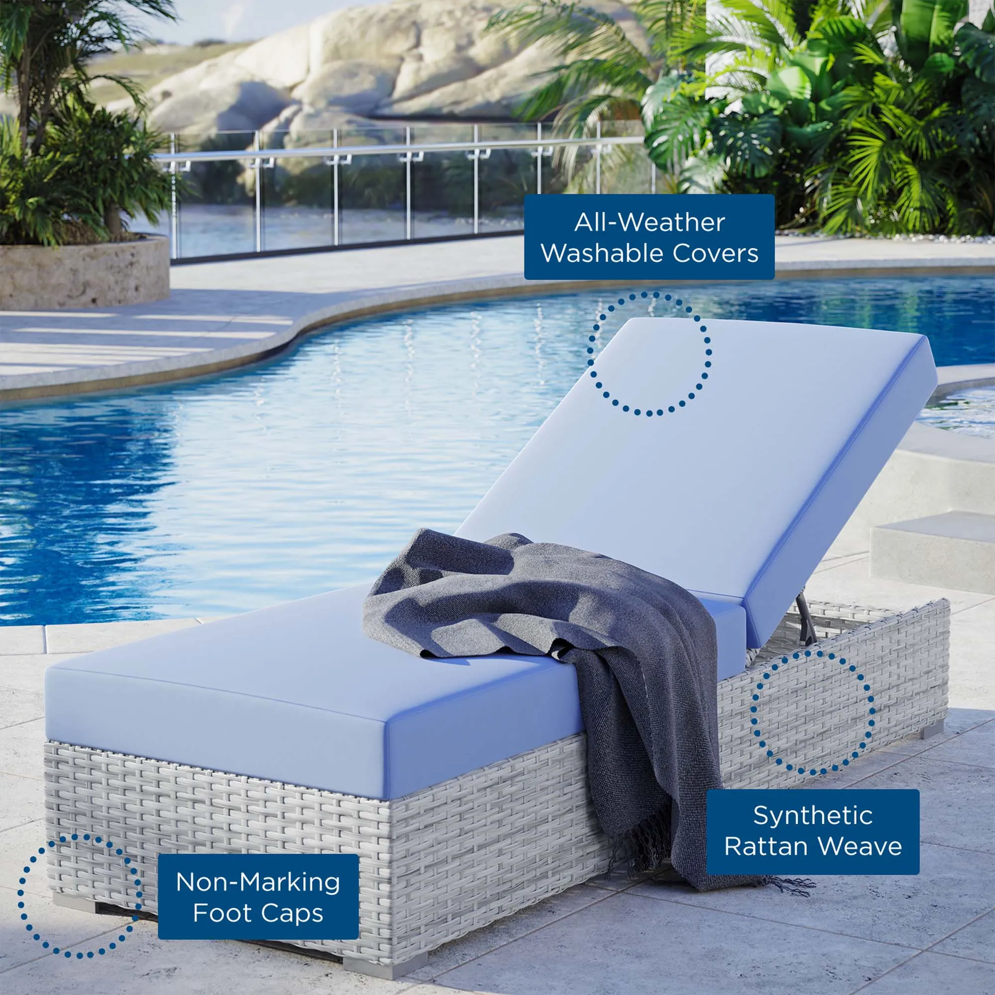 Convene Outdoor Patio Chaise by Modway