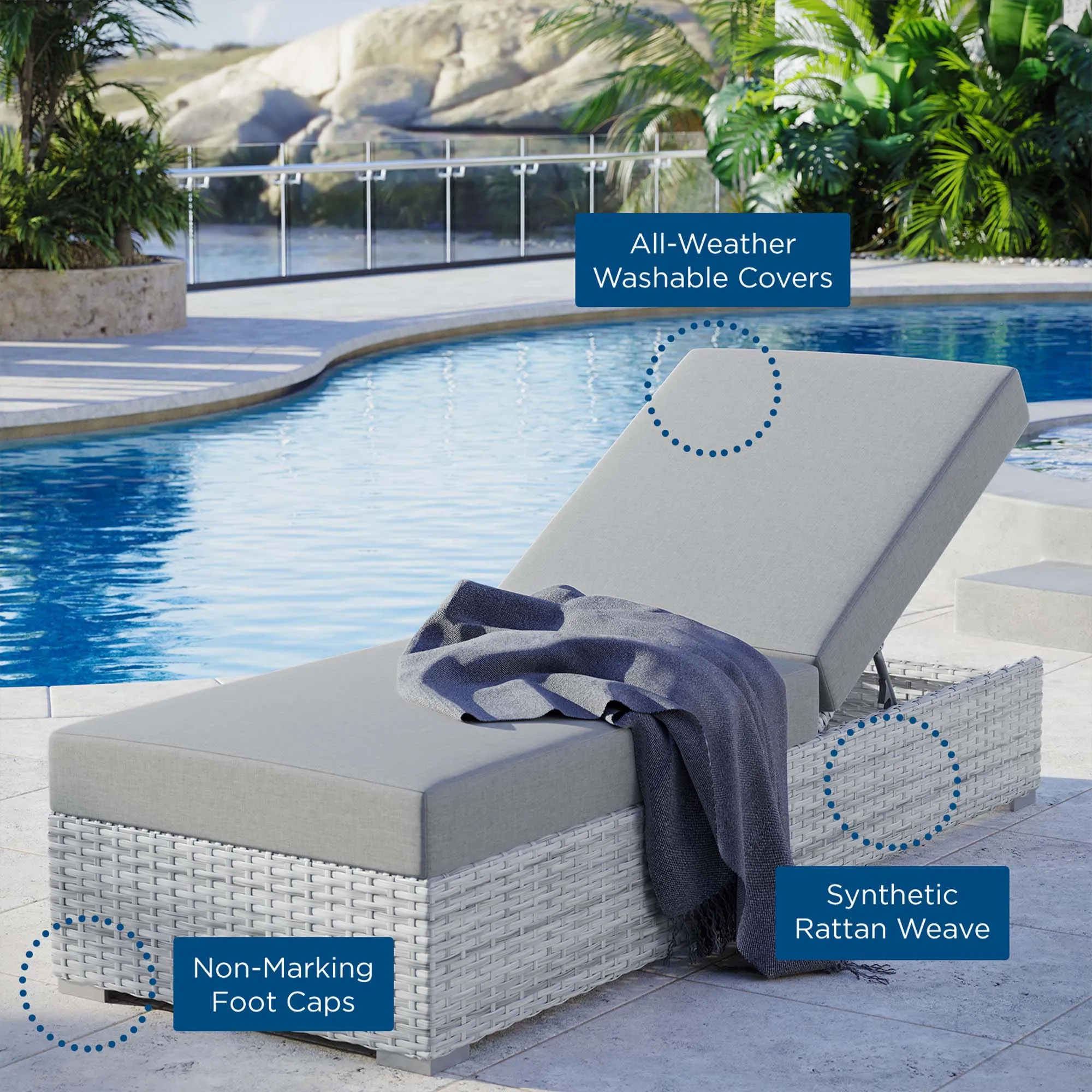Convene Outdoor Patio Chaise by Modway
