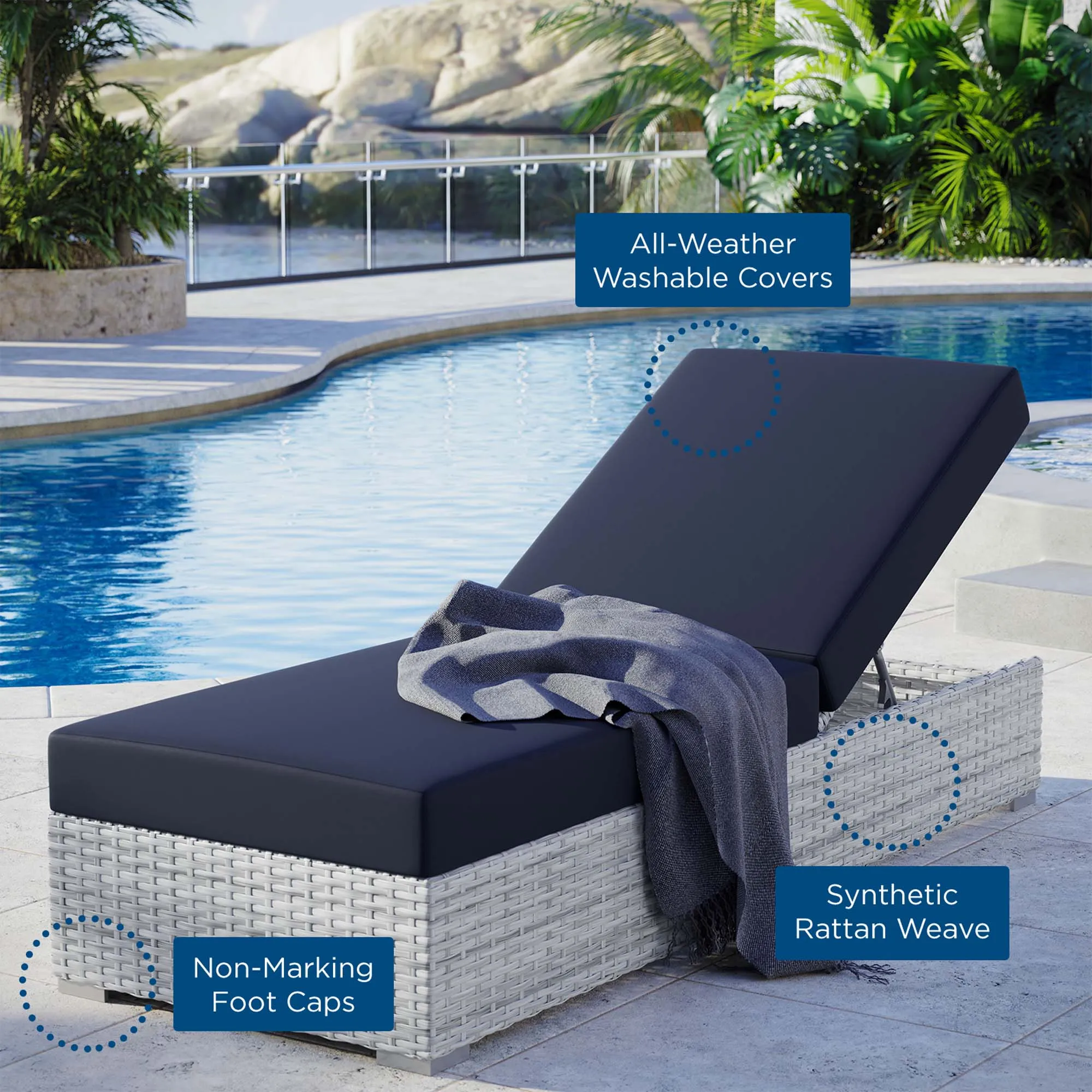 Convene Outdoor Patio Chaise by Modway
