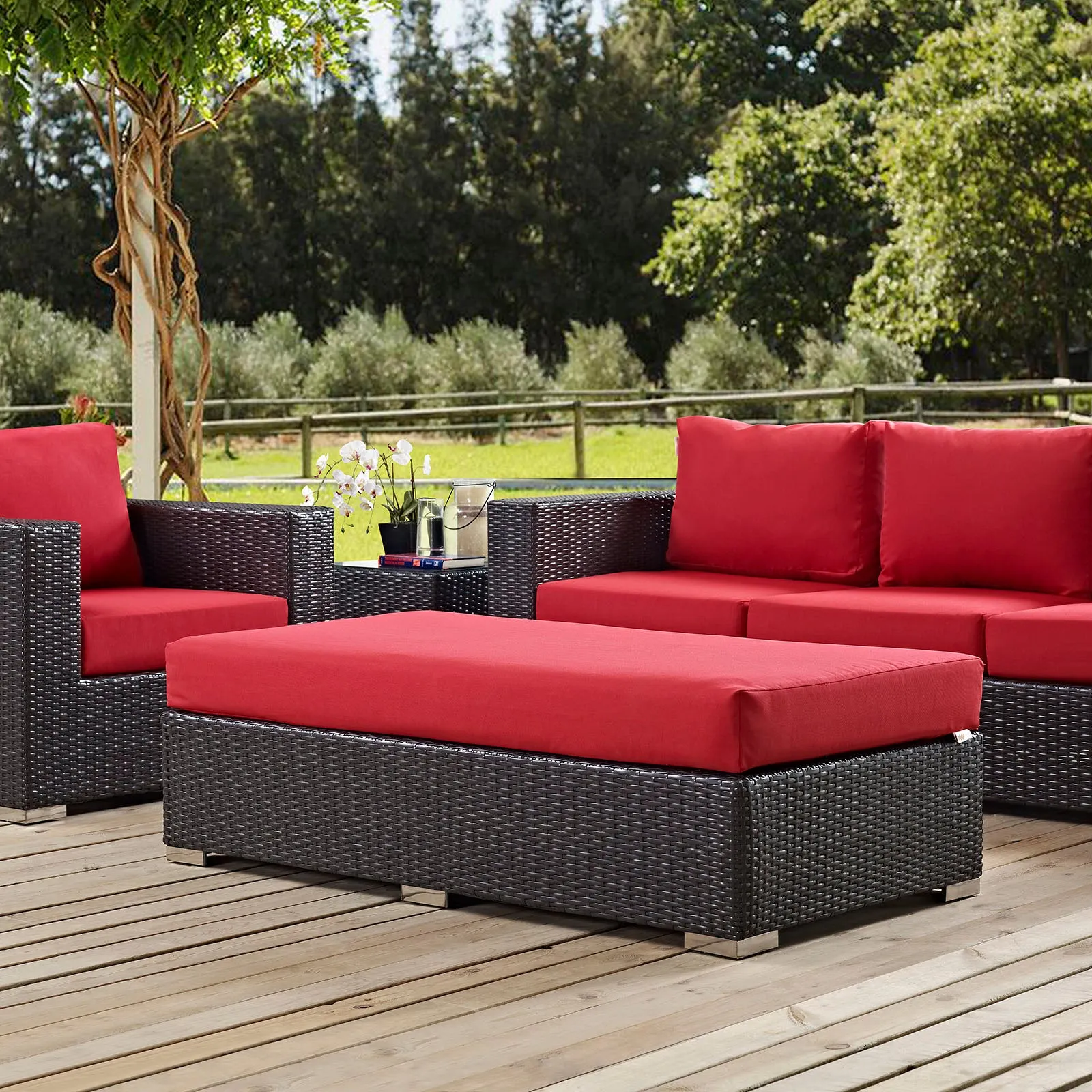 Convene Outdoor Patio Fabric Rectangle Ottoman by Modway