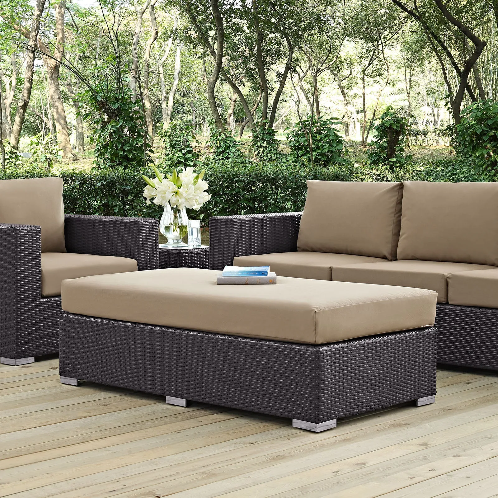 Convene Outdoor Patio Fabric Rectangle Ottoman by Modway