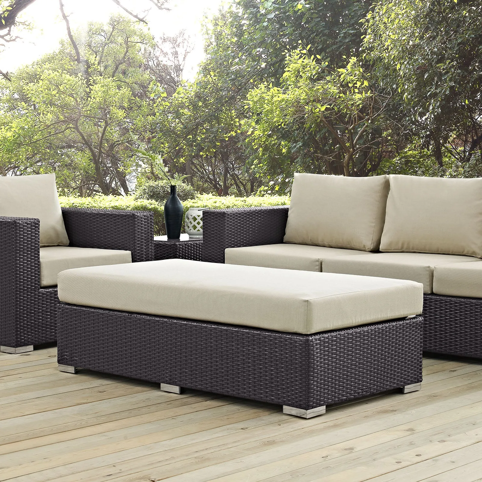Convene Outdoor Patio Fabric Rectangle Ottoman by Modway