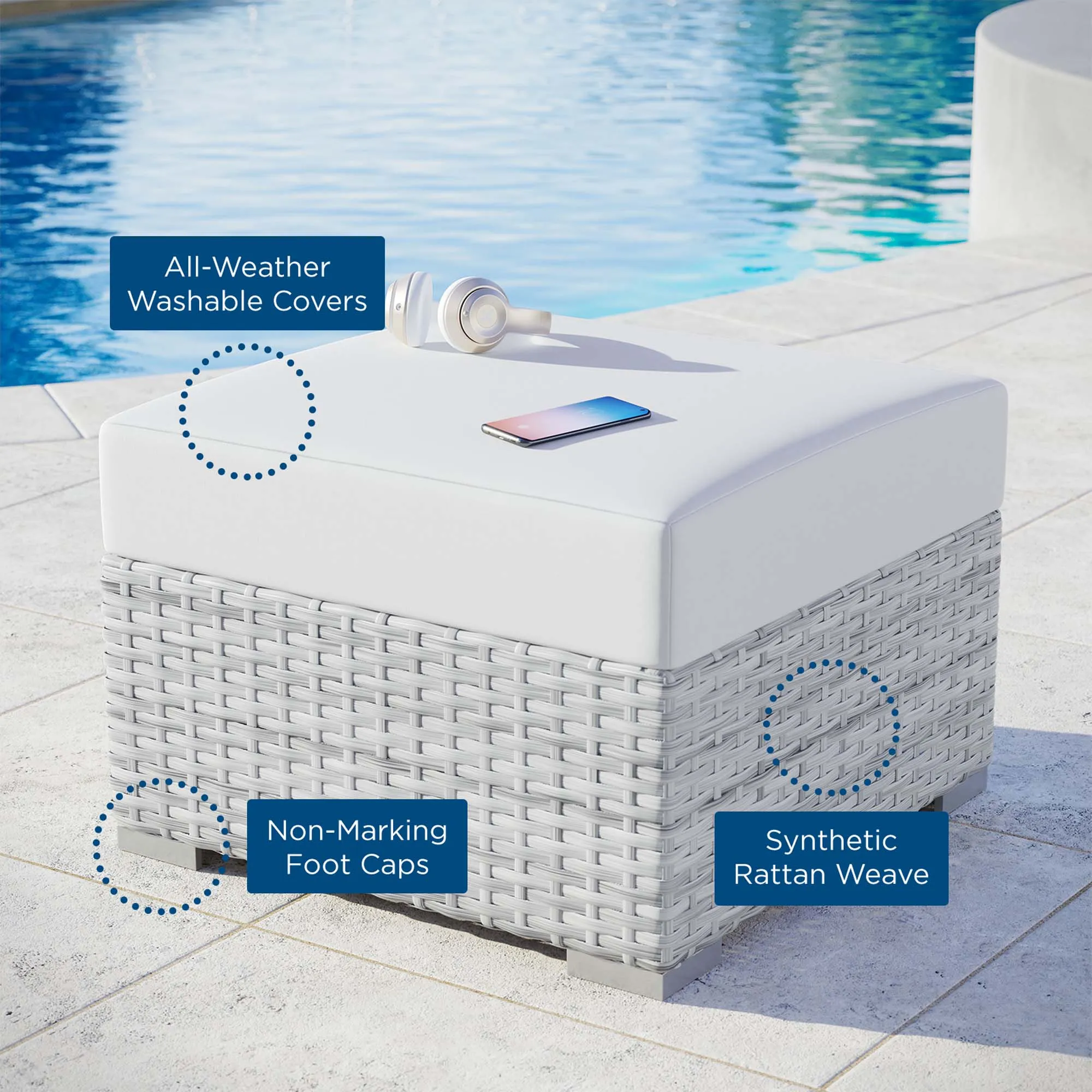 Convene Outdoor Patio Ottoman by Modway