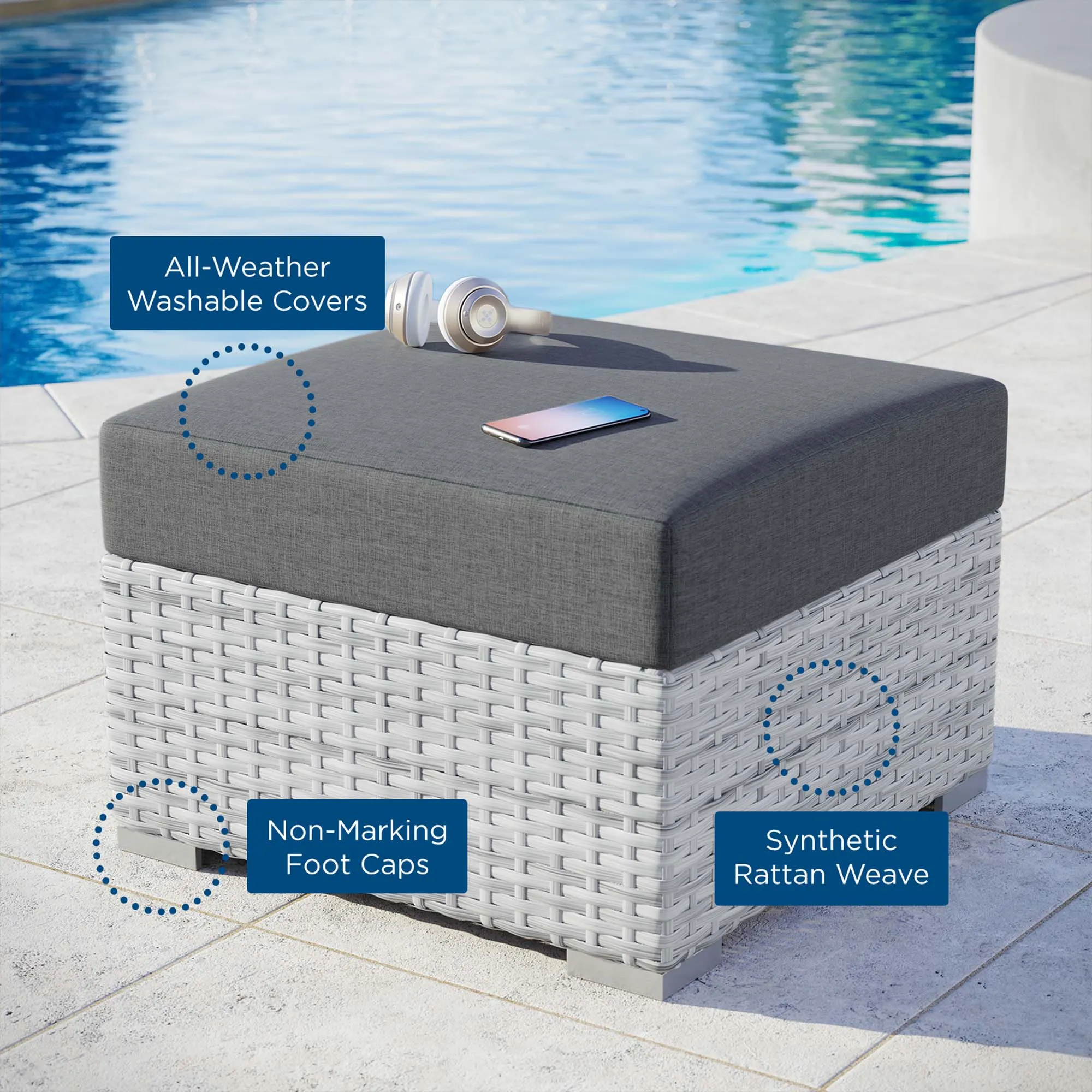 Convene Outdoor Patio Ottoman by Modway