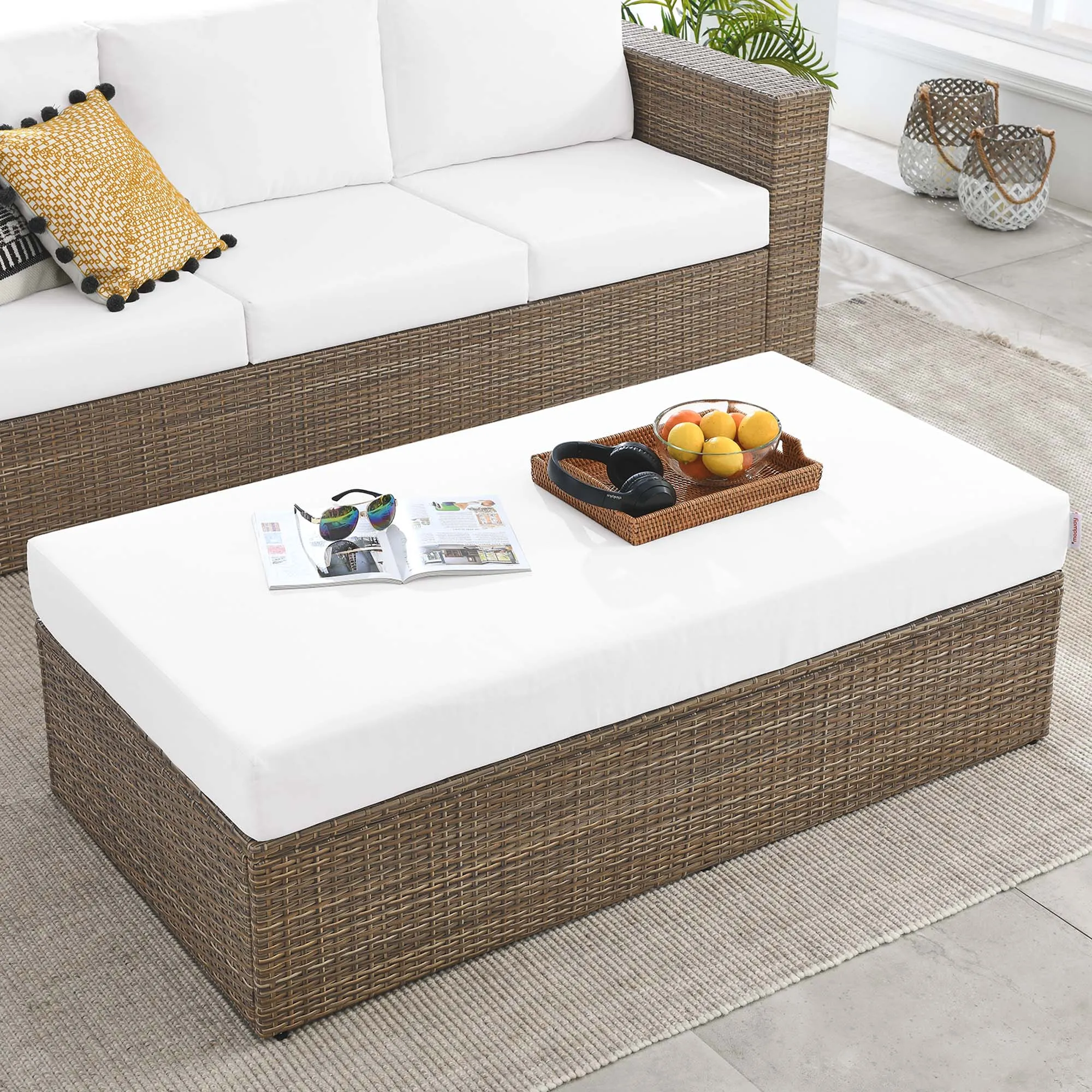 Convene Outdoor Patio Outdoor Patio Rectangle Ottoman by Modway
