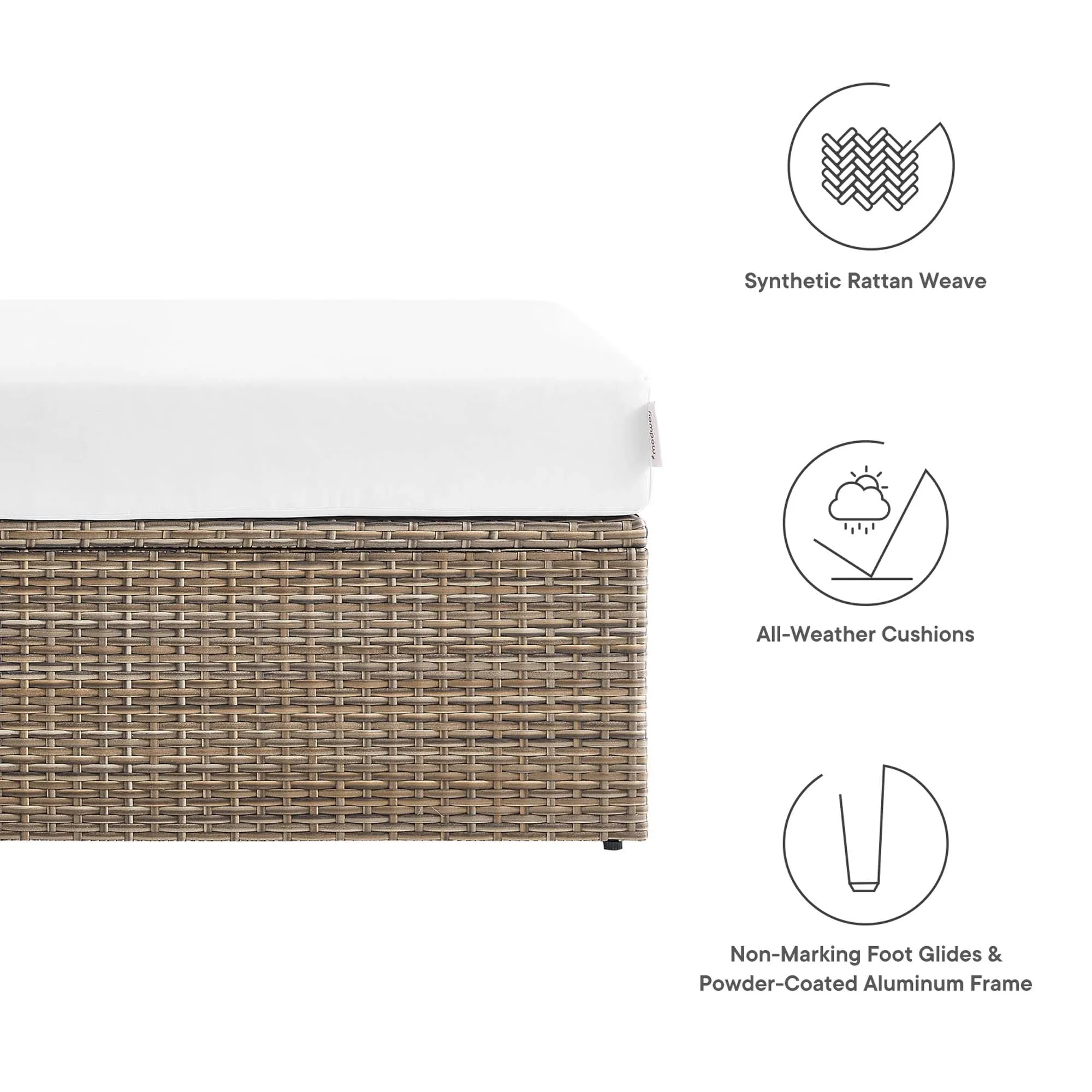 Convene Outdoor Patio Outdoor Patio Rectangle Ottoman by Modway