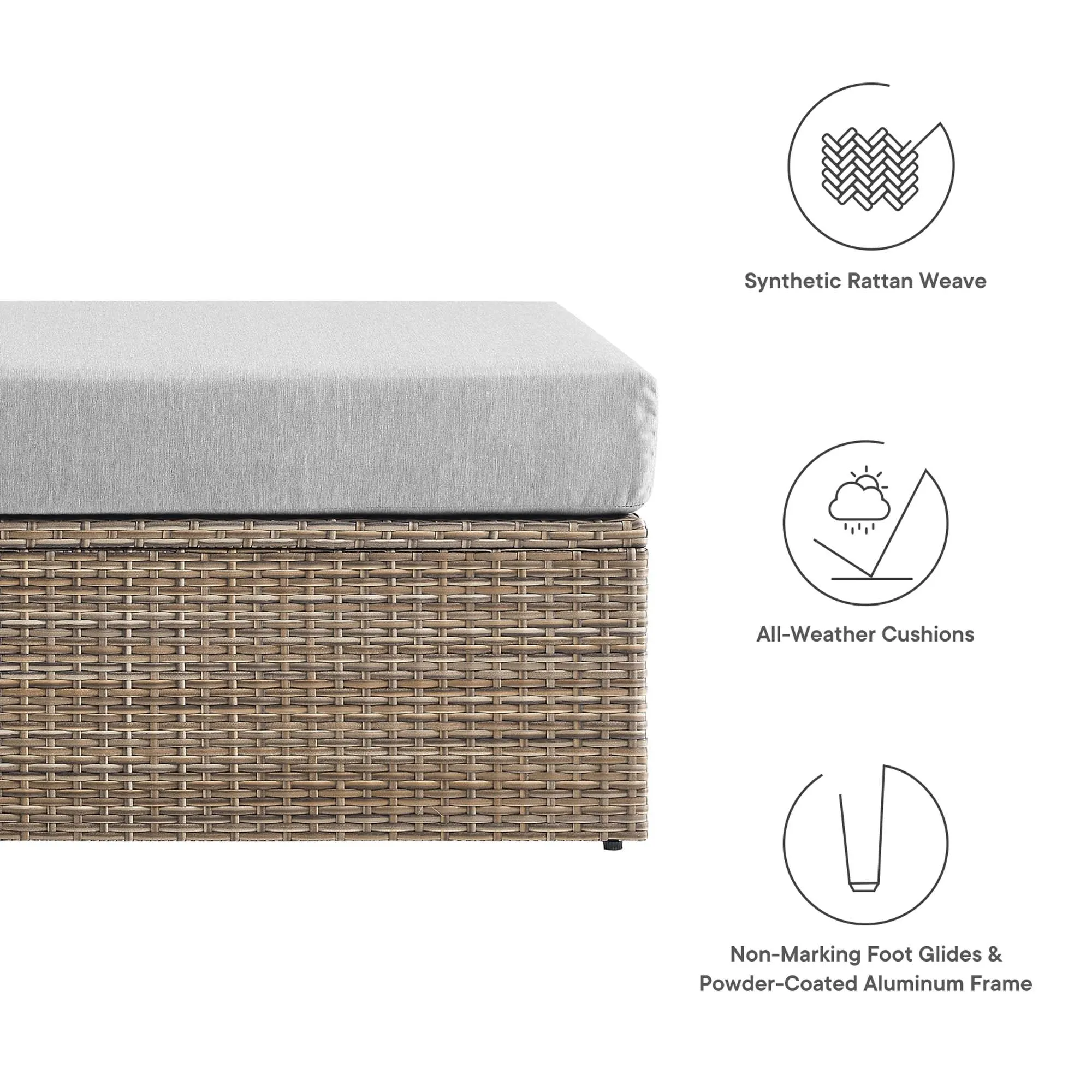 Convene Outdoor Patio Outdoor Patio Rectangle Ottoman by Modway