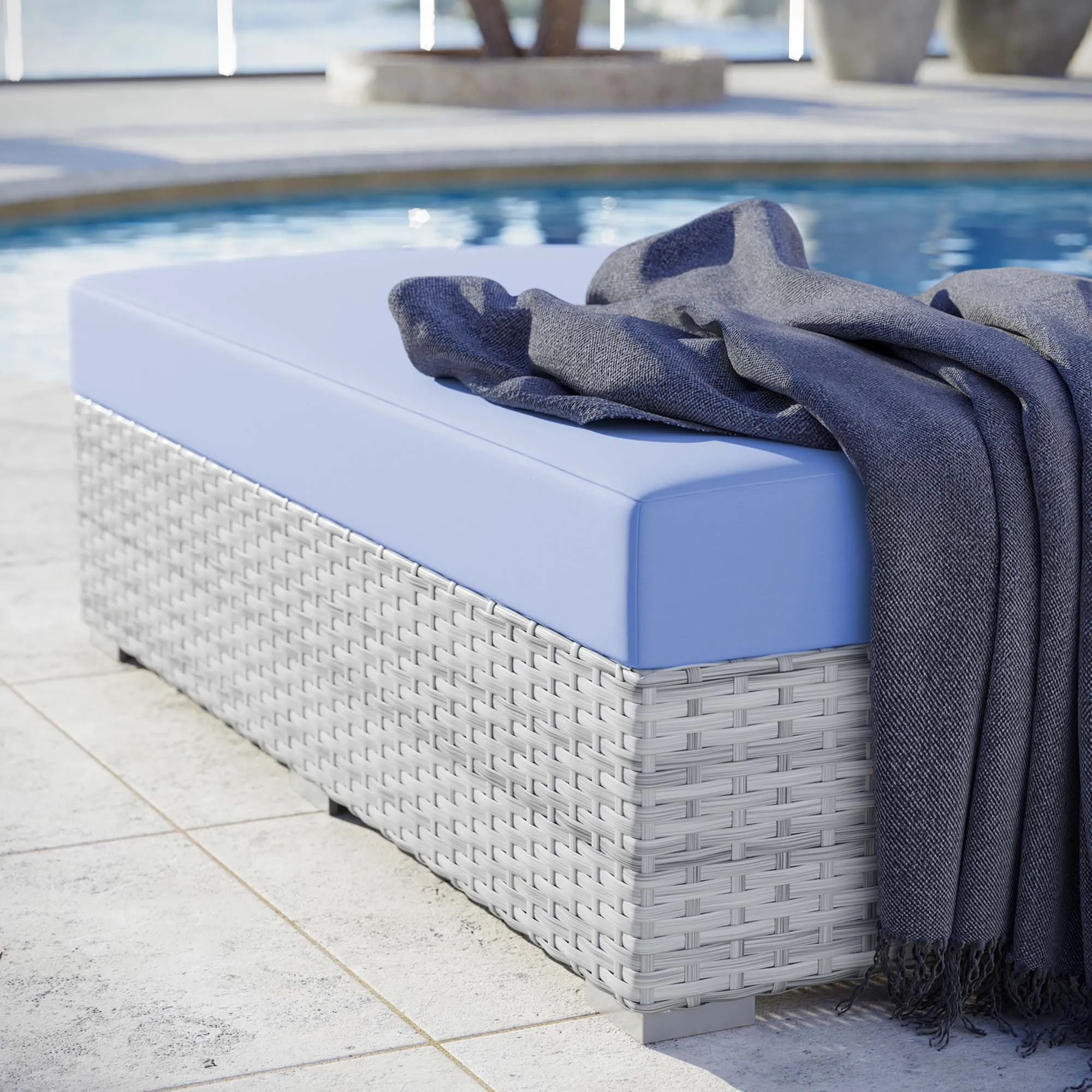 Convene Outdoor Patio Rectangular Ottoman by Modway