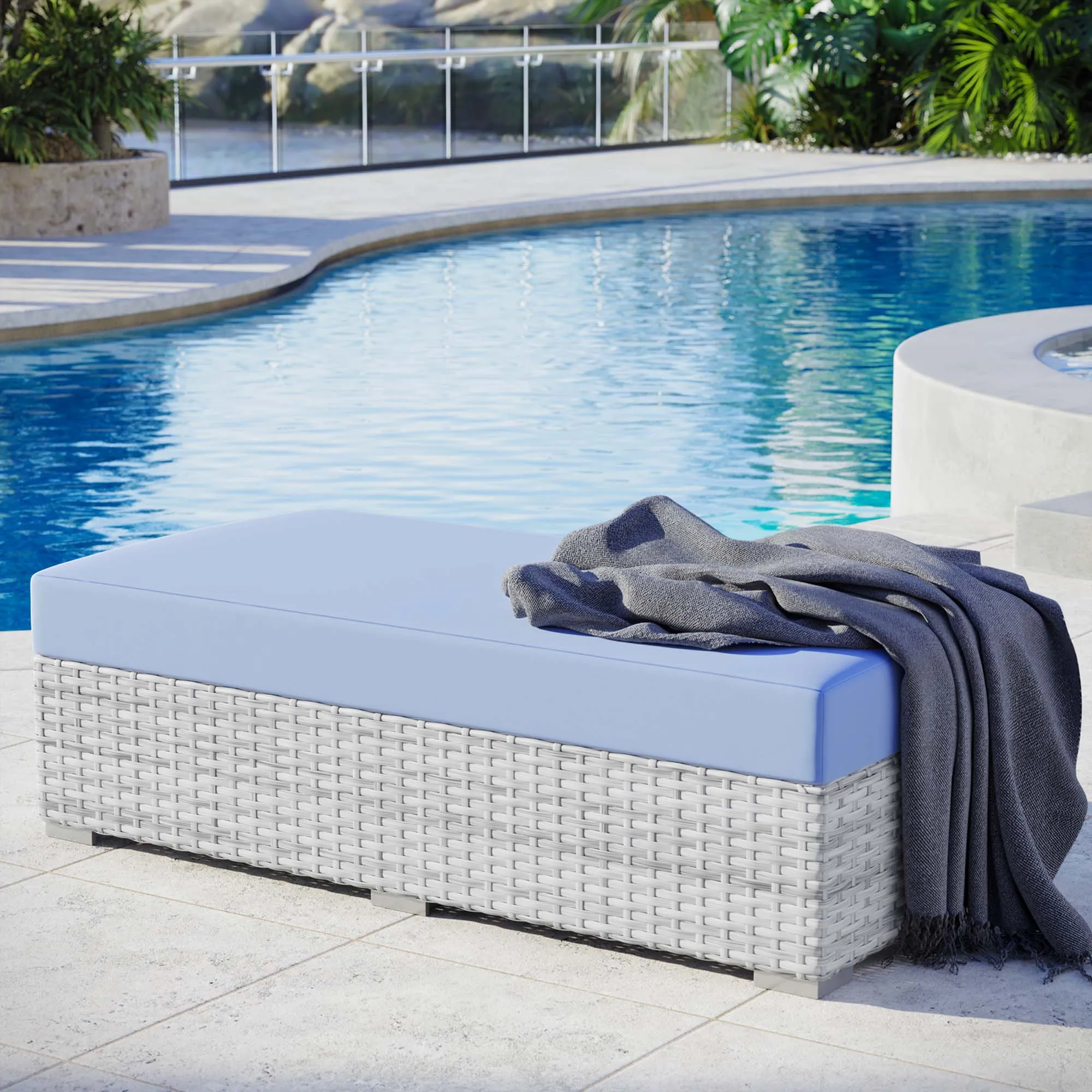 Convene Outdoor Patio Rectangular Ottoman by Modway