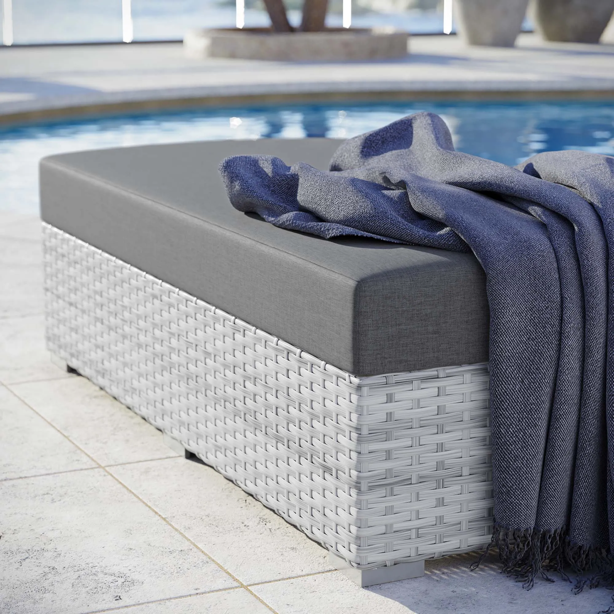 Convene Outdoor Patio Rectangular Ottoman by Modway