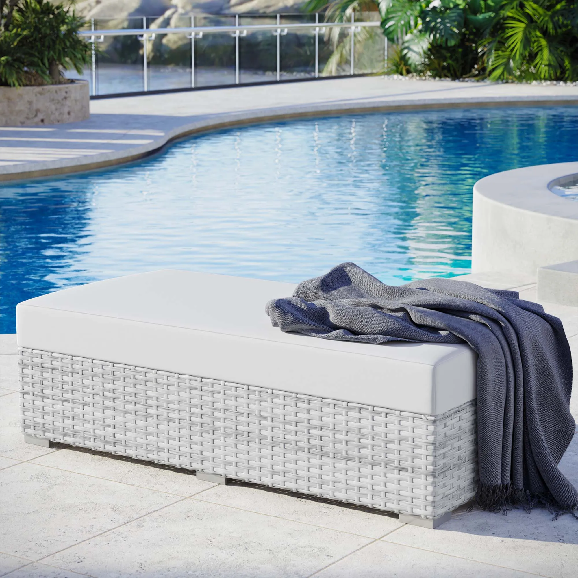Convene Outdoor Patio Rectangular Ottoman by Modway