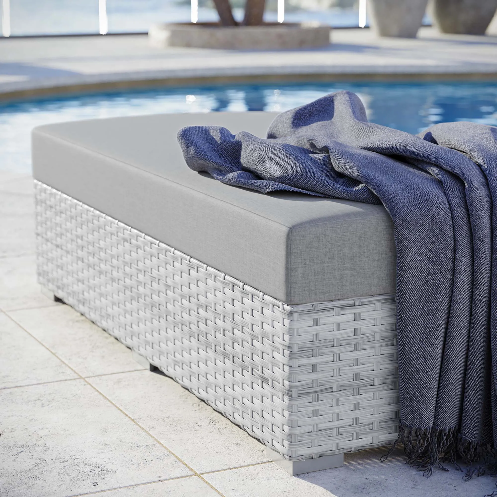 Convene Outdoor Patio Rectangular Ottoman by Modway
