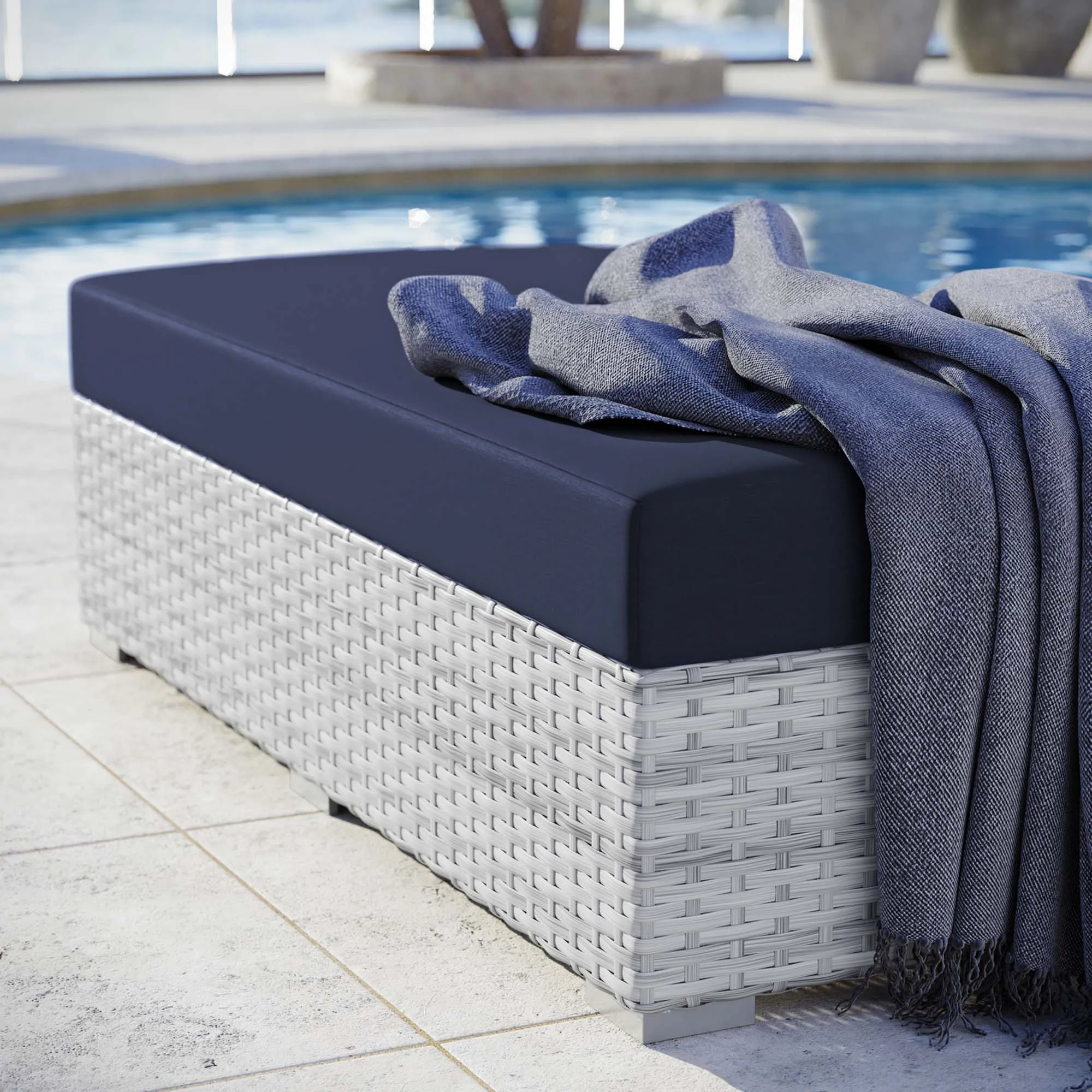 Convene Outdoor Patio Rectangular Ottoman by Modway
