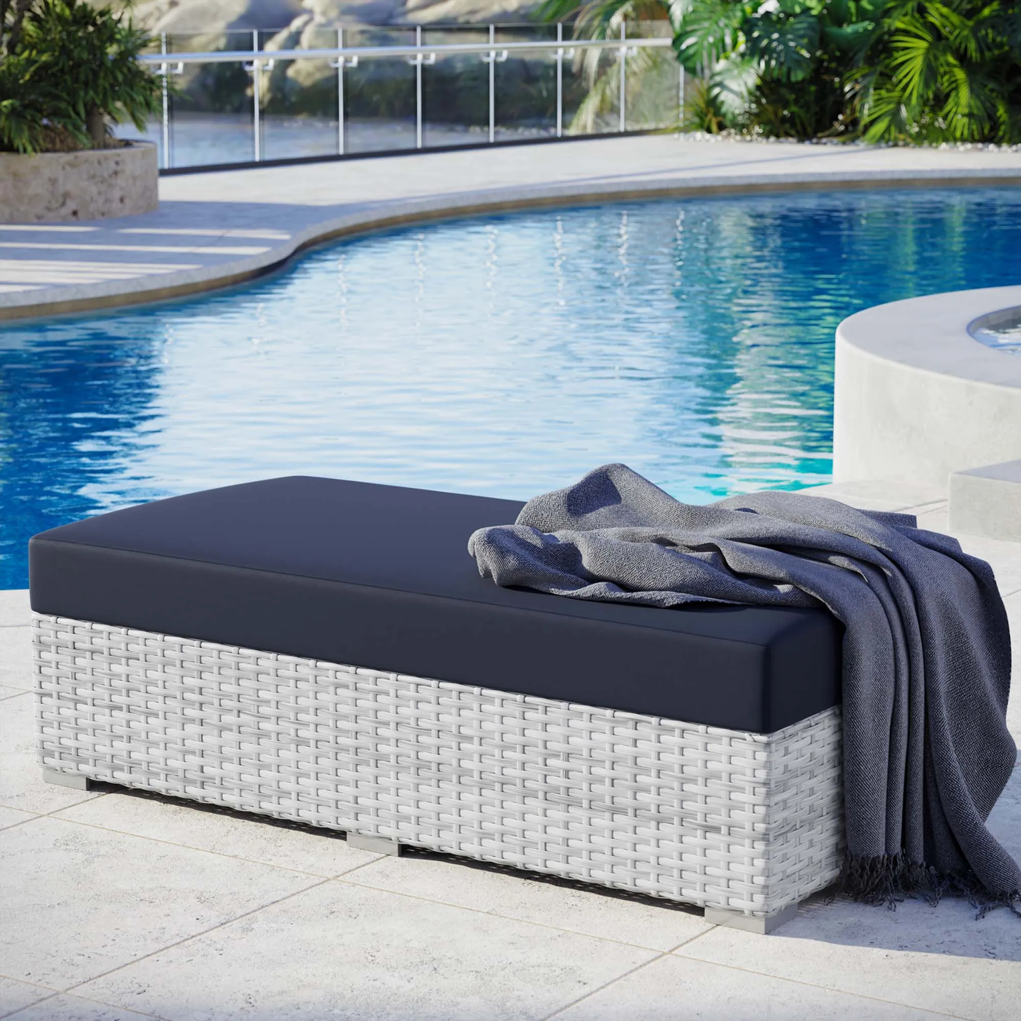 Convene Outdoor Patio Rectangular Ottoman by Modway