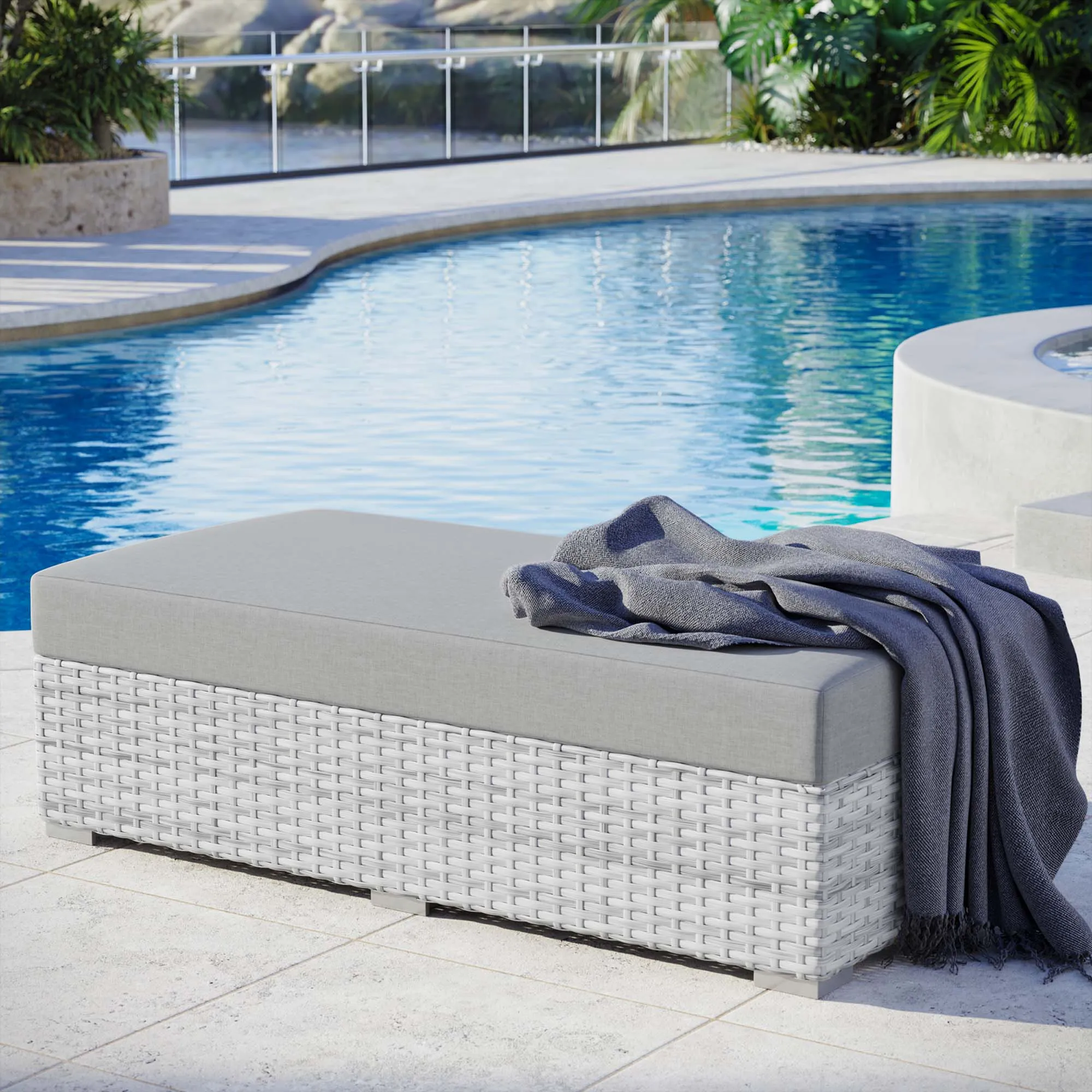 Convene Outdoor Patio Rectangular Ottoman by Modway